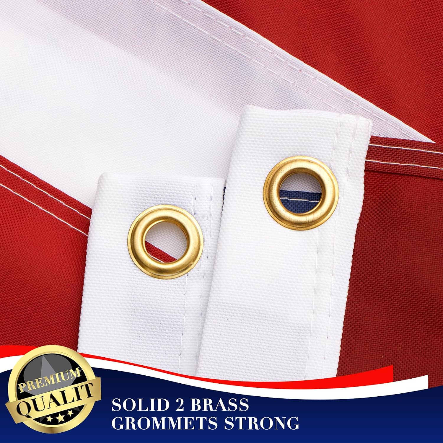 Detalle 2 de Hogeoetom American Flag, 210D Polyester, 2×3, Lock-Stitched with Brass Grommets