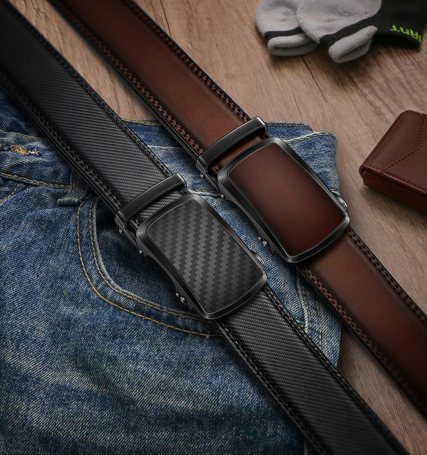 Detalle 2 de BULLIANT Ledergürtel Herren 2er 35 mm Ratsche