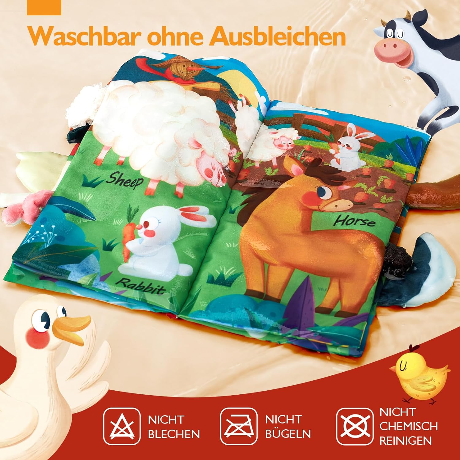 Thumbnail 4 de hahaland Baby Spielzeug Babybuch ab 3–6 Monaten – Stoff-Quiet-Book zum Bauernhof-Thema