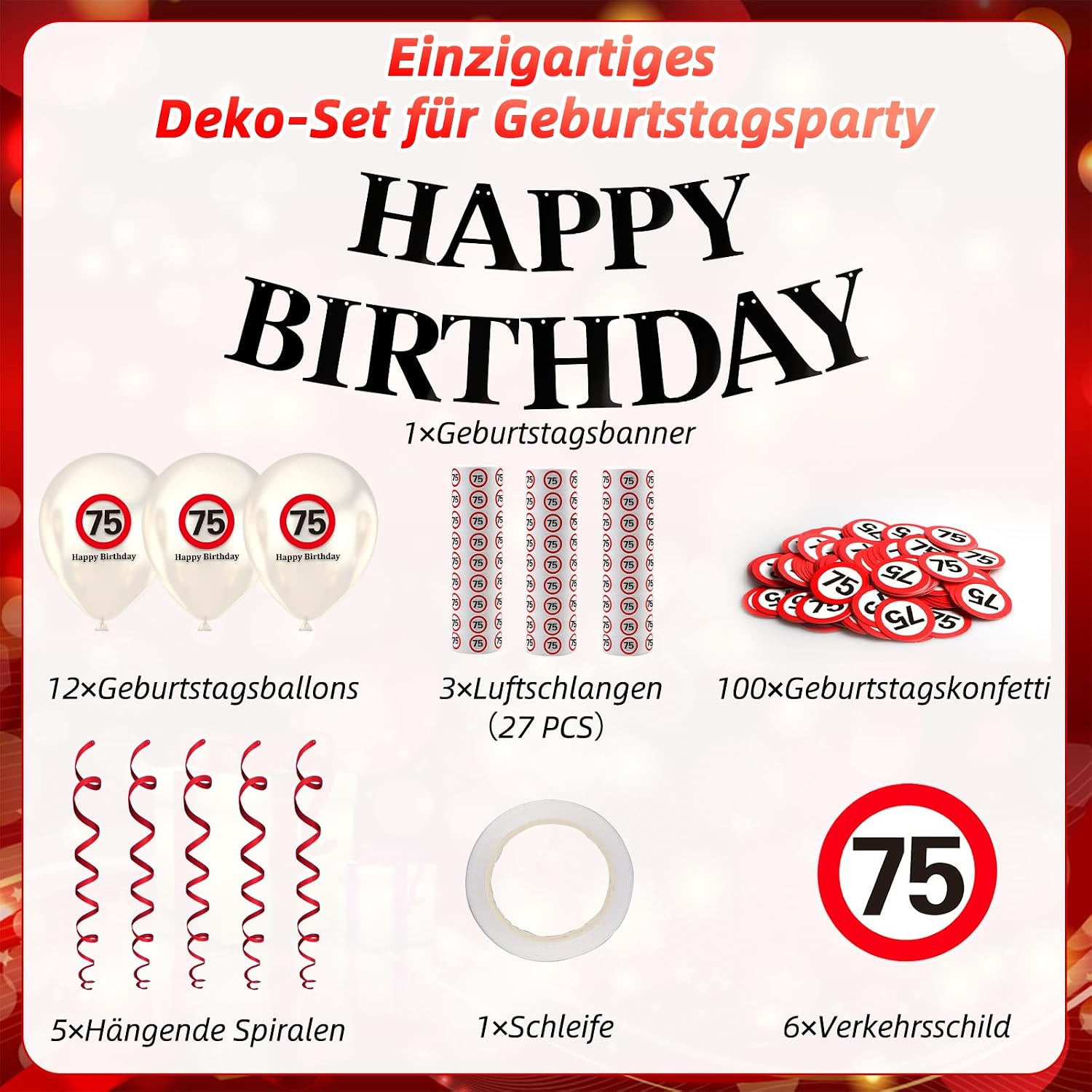 Thumbnail 1 de 75. Geburtstag Deko-Set für Verkehrsschilder