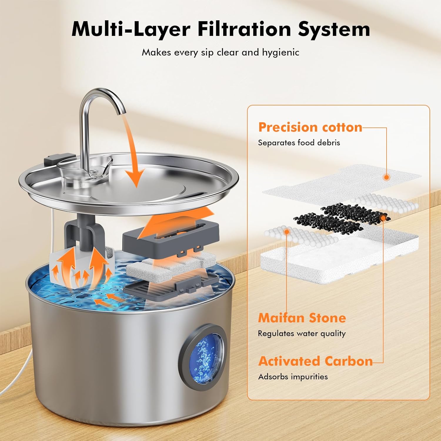 Thumbnail 2 de Cat Water Fountain 3.2L Stainless Steel