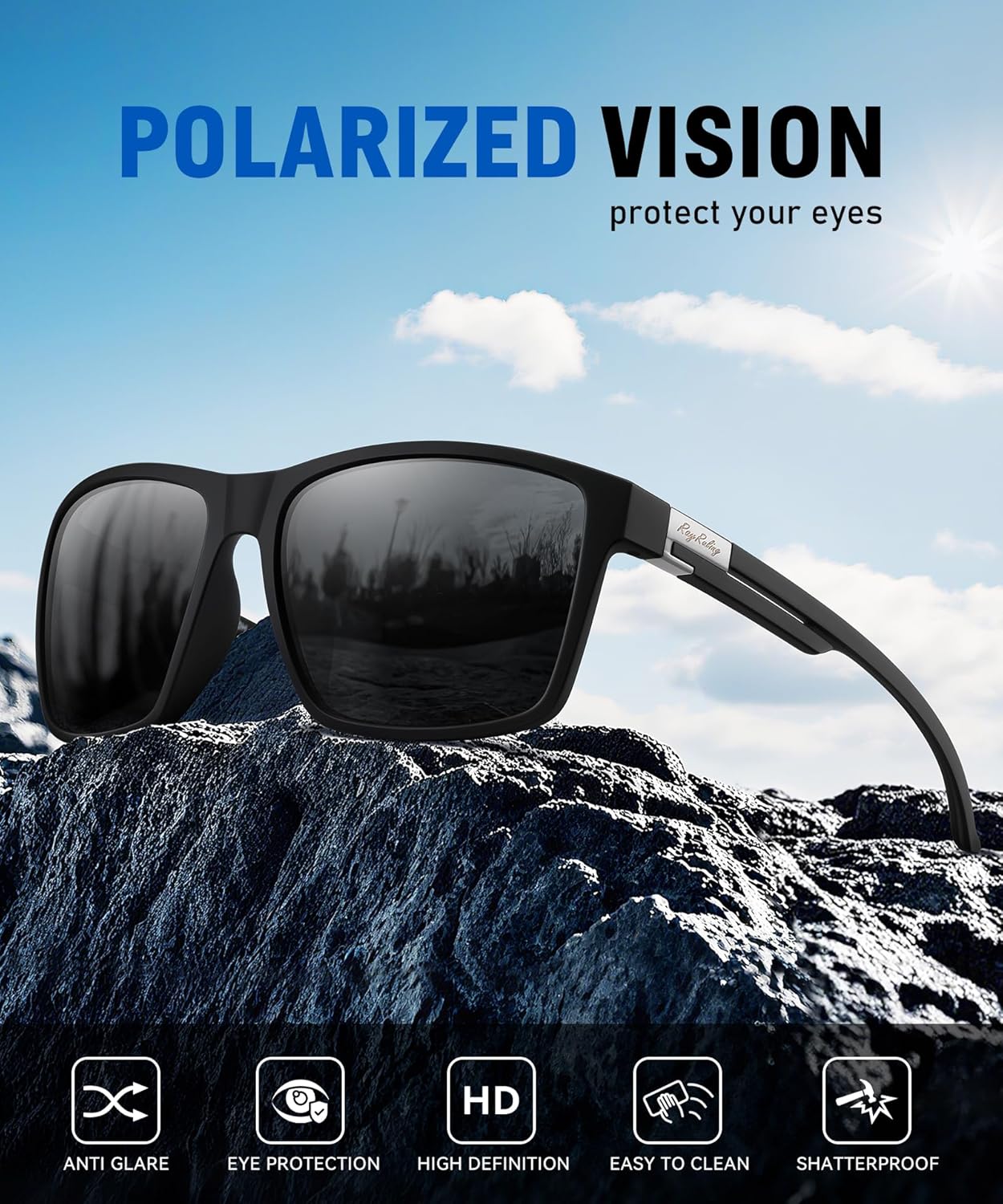 Thumbnail 5 de Rayruling Sonnenbrille 2er-Set: Polarisierte Herren/Damen, ultraleichtes TR90-Gestell, UV400 Schutz