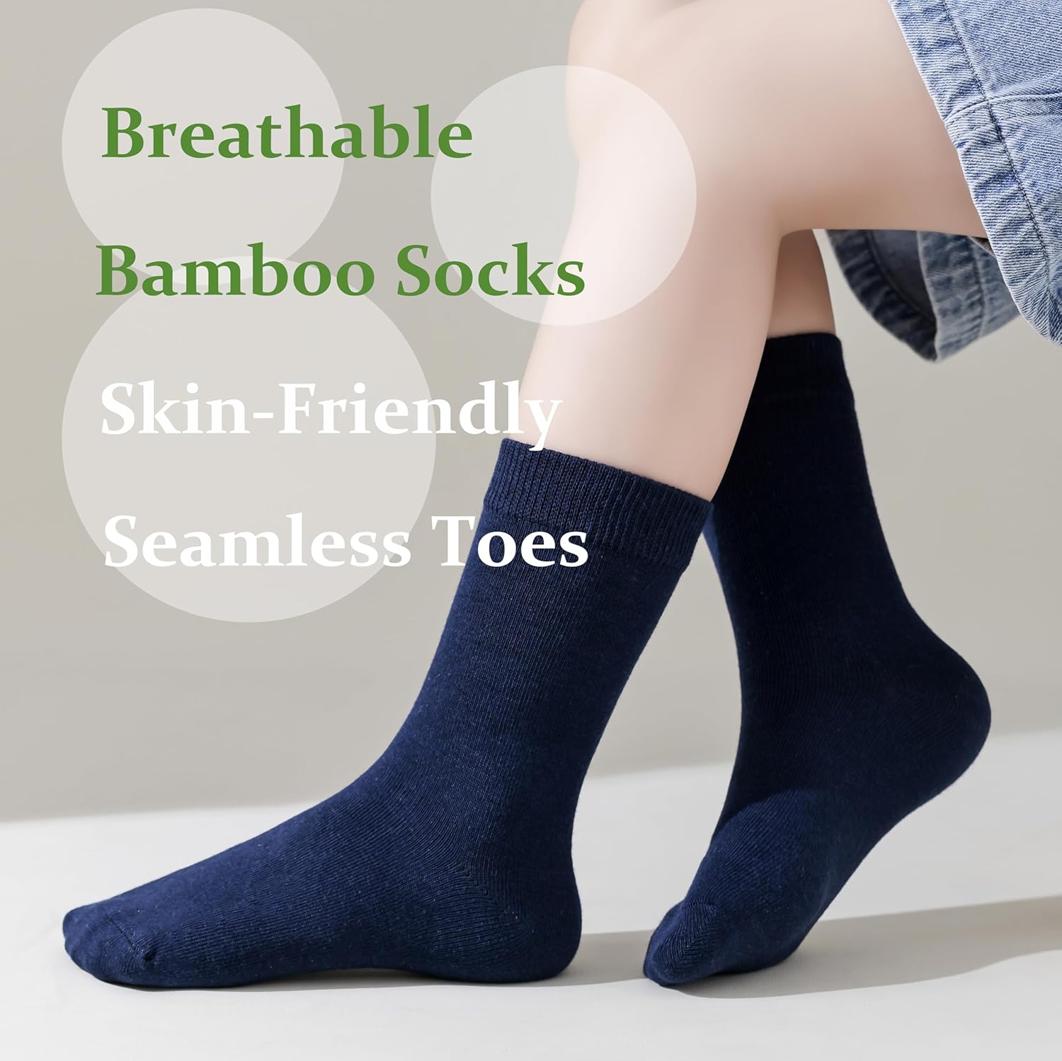 Detalle de Marchare Kids Seamless Crew Socks – Black, White, Navy (Calf Length)
