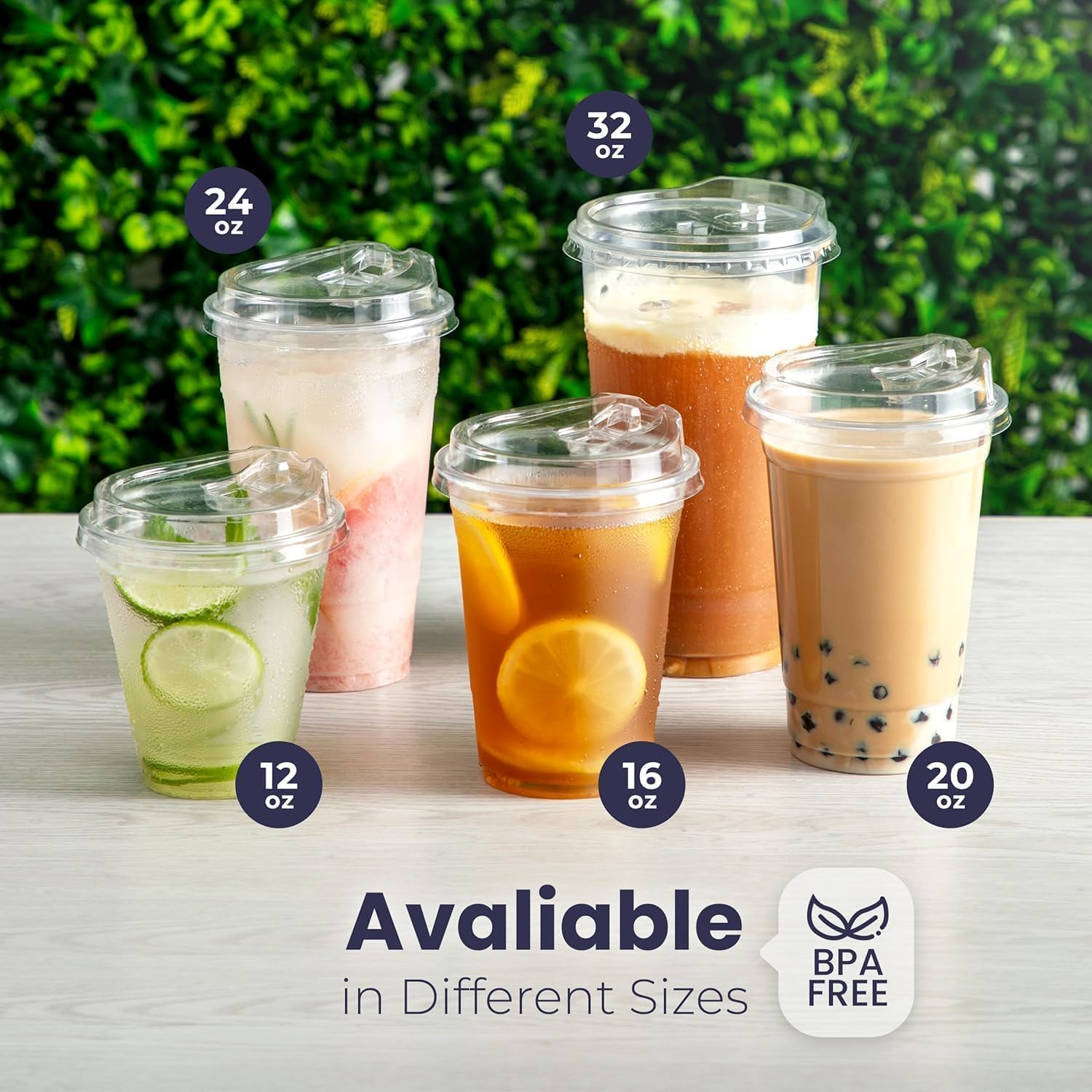 Detalle de Fit Meal Prep 16 oz Clear Plastic Cups with Strawless Lids (200 Pack)