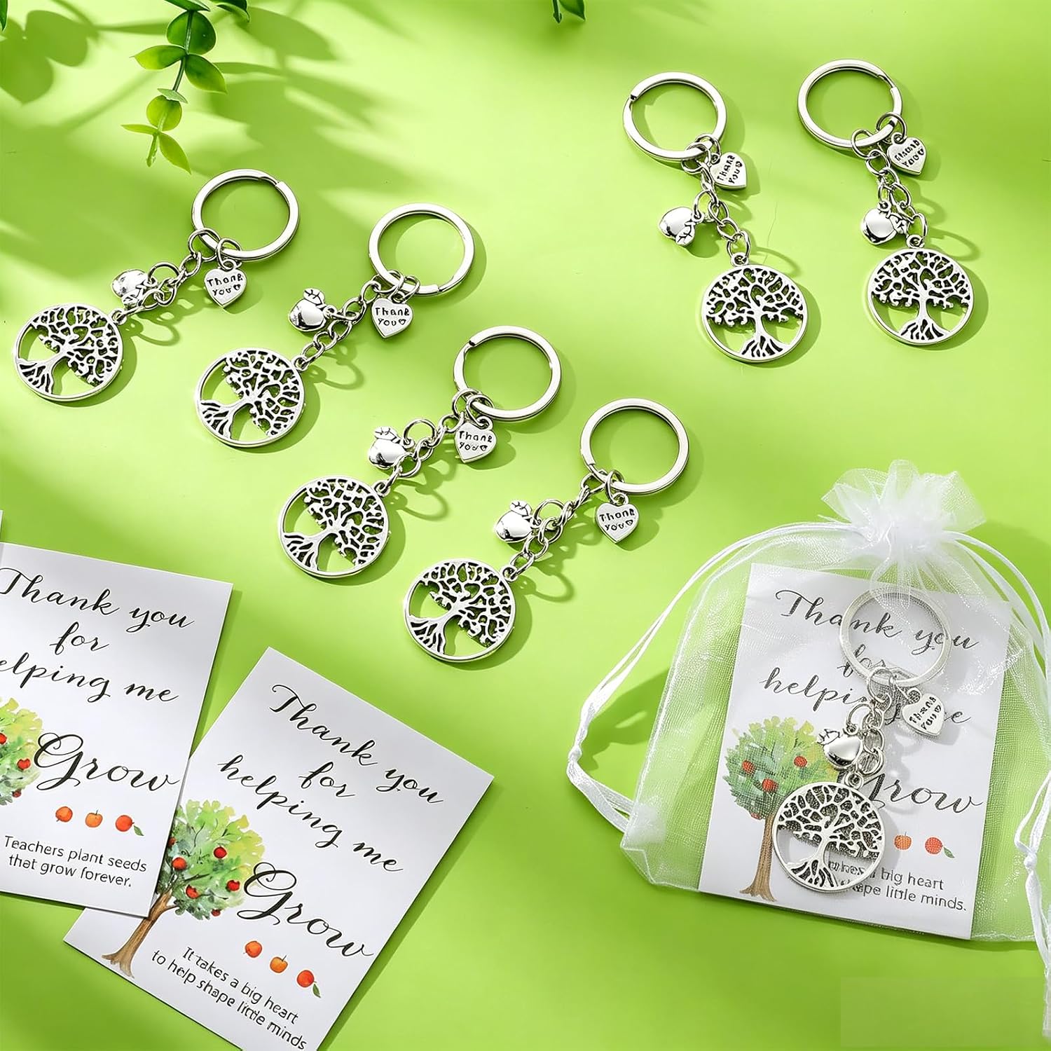 Detalle de Johiux 12 Set Teacher Appreciation Gifts: Bee Keychains with Card & Organza Pouches