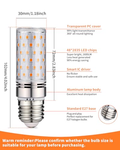 Detalle 2 de Tomosu 16W Ampoule LED E27 Blanc Chaud (Lot de 4) – 1600 lm, 3000K, non dimmable