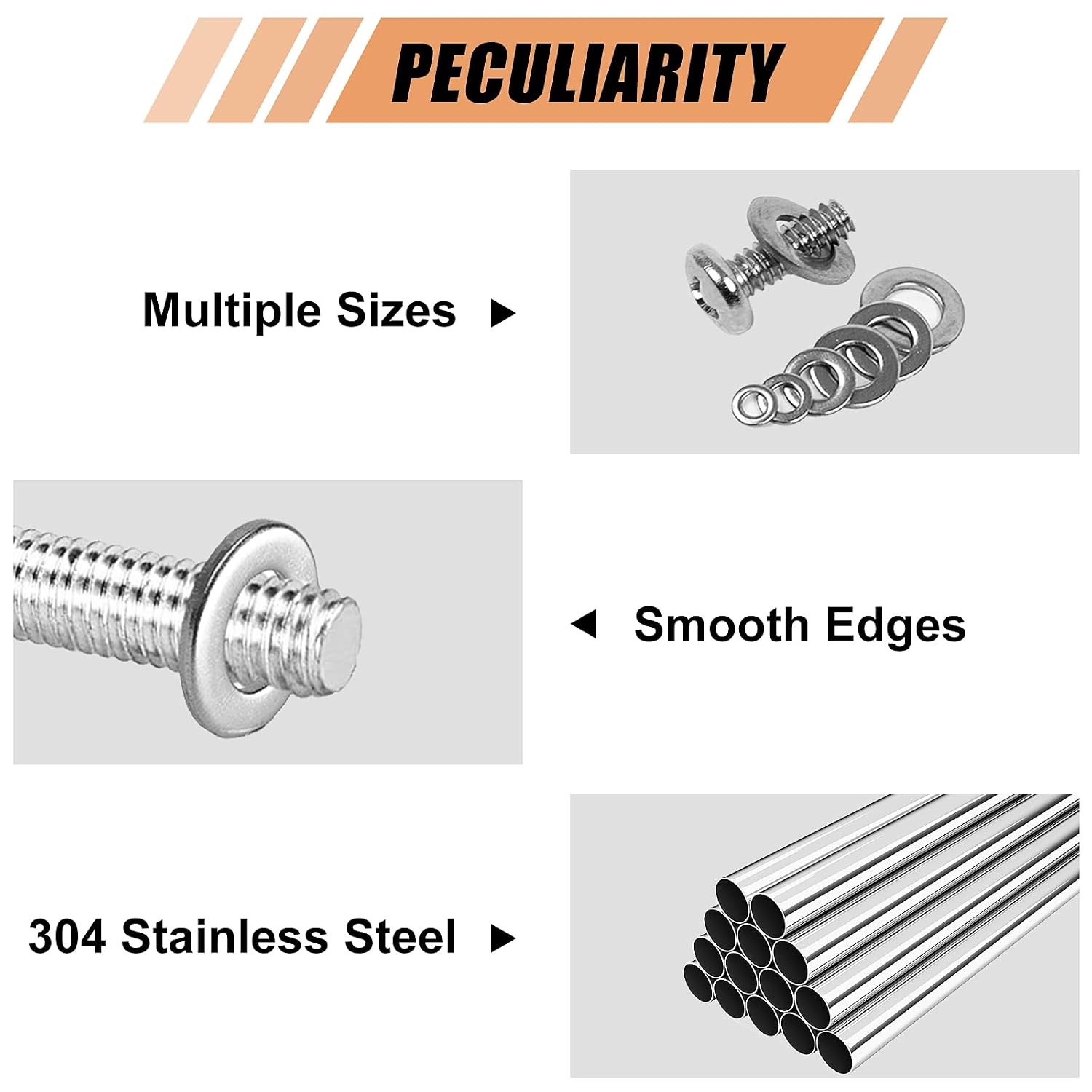 Detalle de WEGOUP 900-Piece Flat Washer Assortment, 304 Stainless Steel, 9 Sizes