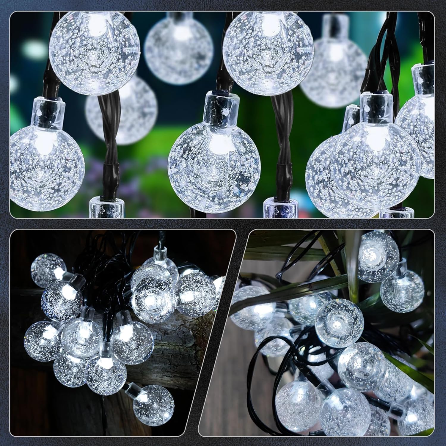 Thumbnail 5 de Laihur 50 LED Solar String Lights for Outdoor Garden – 7m/23ft with 8 Modes, IP65 Waterproof, 8-Hour Timer, Cool White