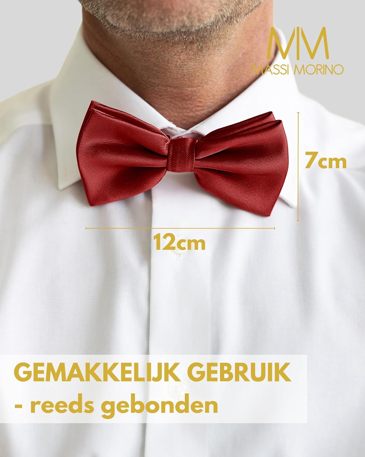 Detalle de MASSI MORINO Fliege-Single voorgestrikte vlinderdas, verstelbaar, 12 kleuren