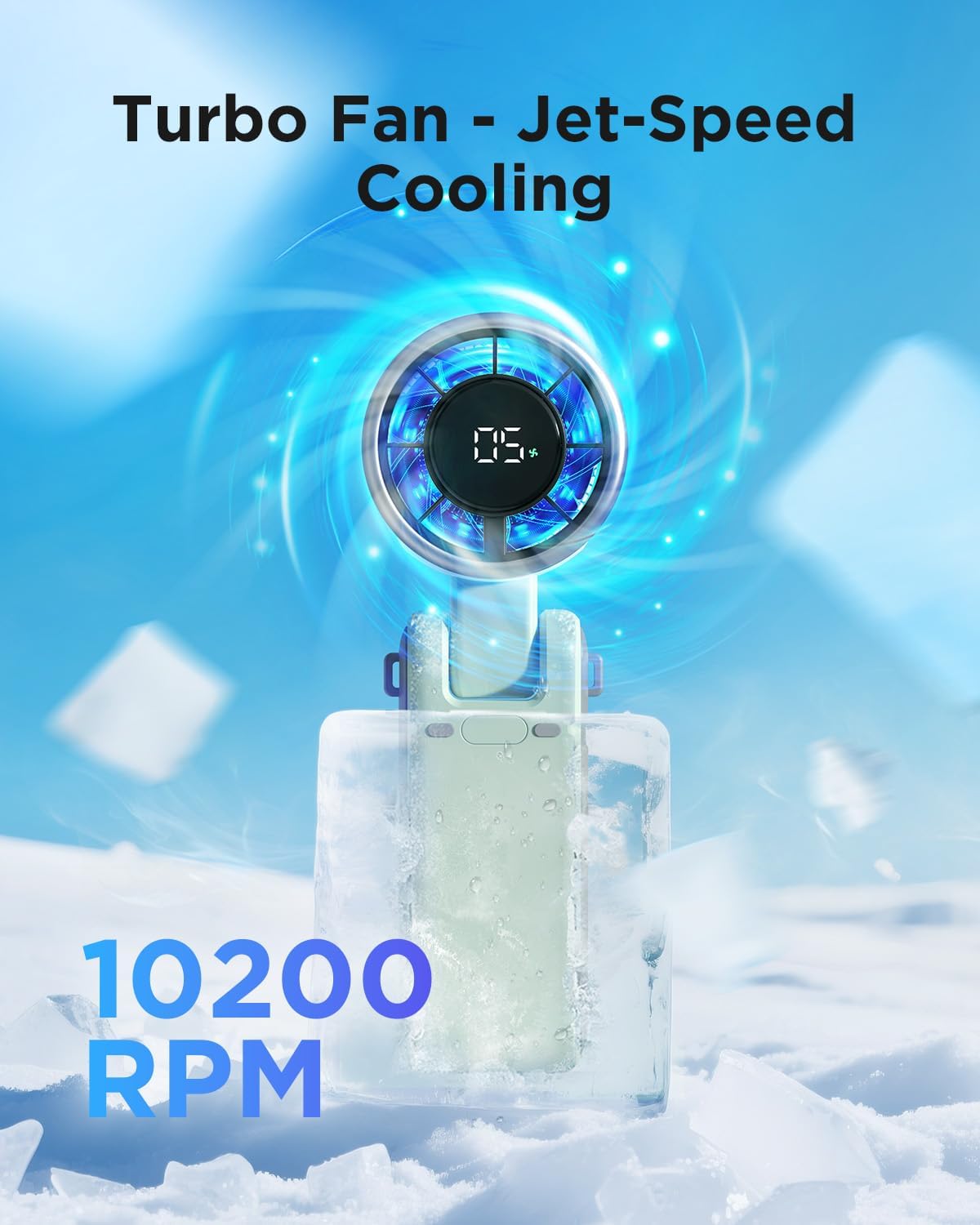 Thumbnail 2 de EasyAcc Portable Handheld Turbo Fan: 5 speeds, USB-C recharge, 4000mAh, and versatile 3-in-1 design