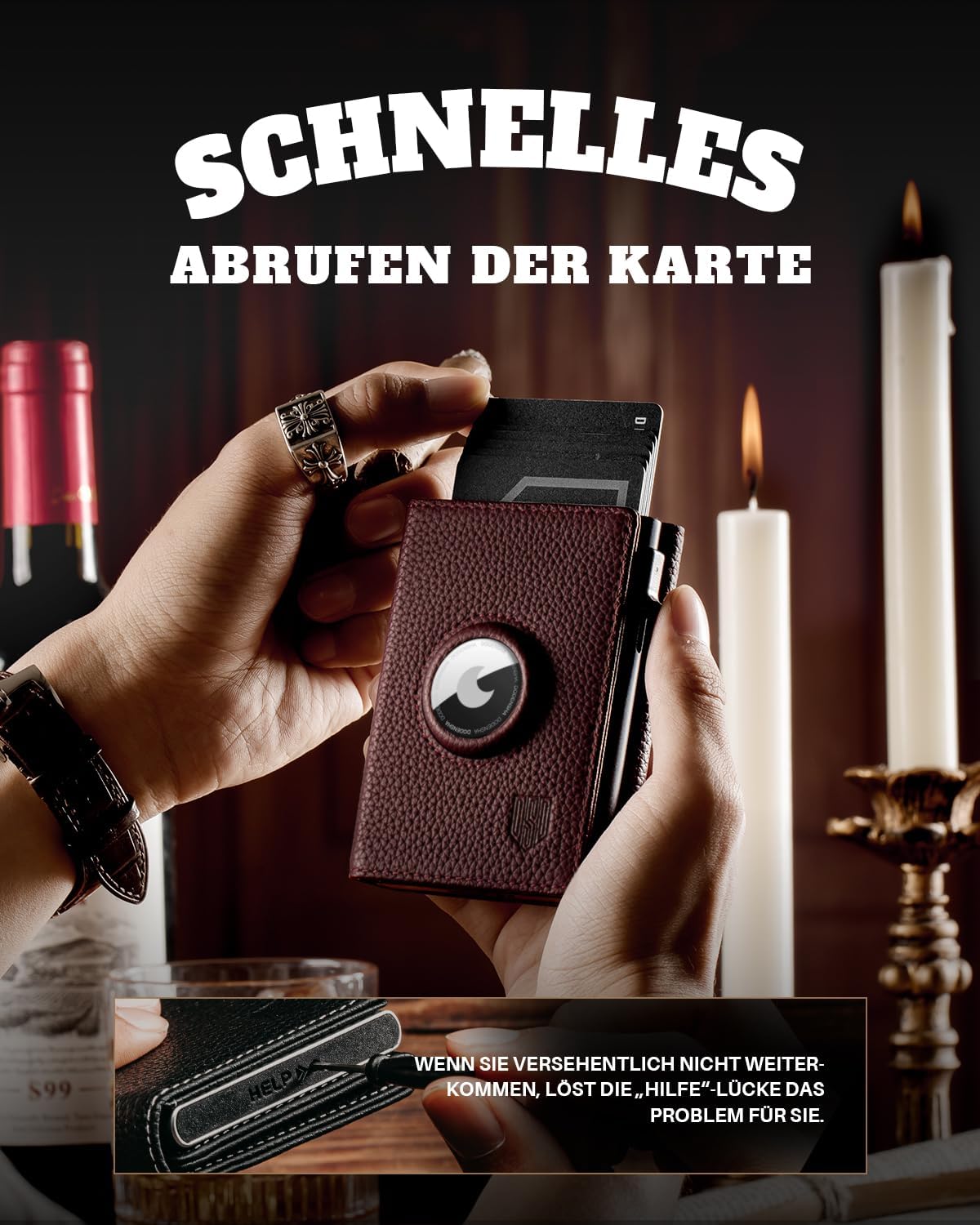 Thumbnail 4 de DODENSHA MagSnap Pebble Geldbörse für Herren mit Kartenetui, Münzfach & AirTag-Fach (RFID, lila)