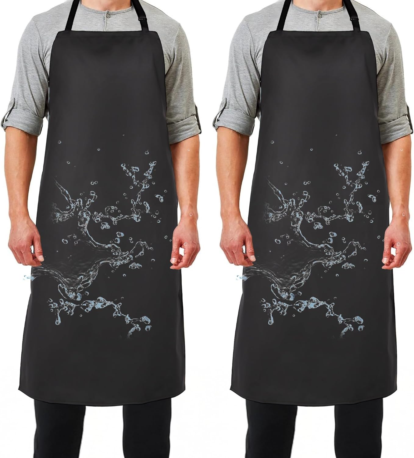 MIKI WELL Waterproof Apron (Black) – 41.3 Inch Heavy-Duty Chemical Resistant Work Chef Apron