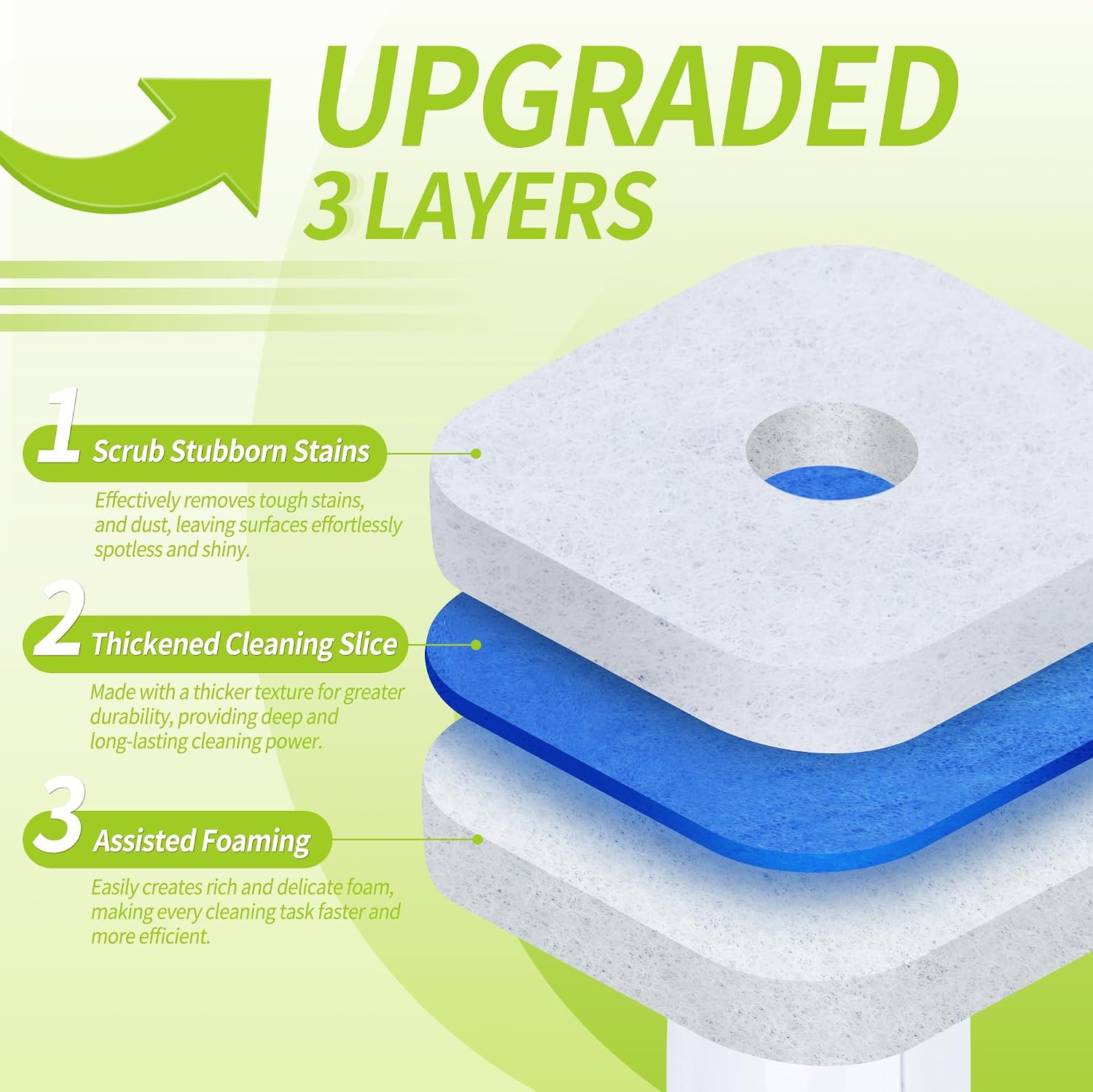 Detalle 2 de IVYROLL TW-R63 Toilet Wand Refills, 63 Count, Triple-Layer Scrubbing Pads