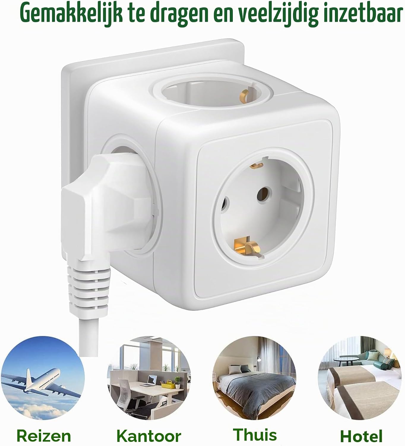 Detalle 2 de ALEMIN E01 5-in-1 stekkerdoos, 3680 W, vijf stopcontacten en kubusvorm