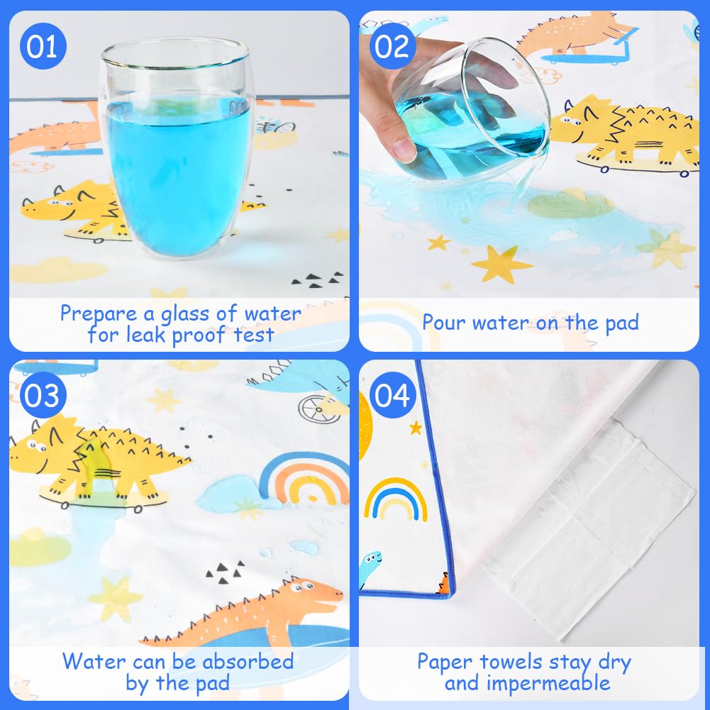Detalle de Aolso Töpfchentrainingsmatratze 70 × 90 cm – wasserdichte, waschbare Bettunterlage für Einzel- und Kinderbetten (Dinosaur Paradise)