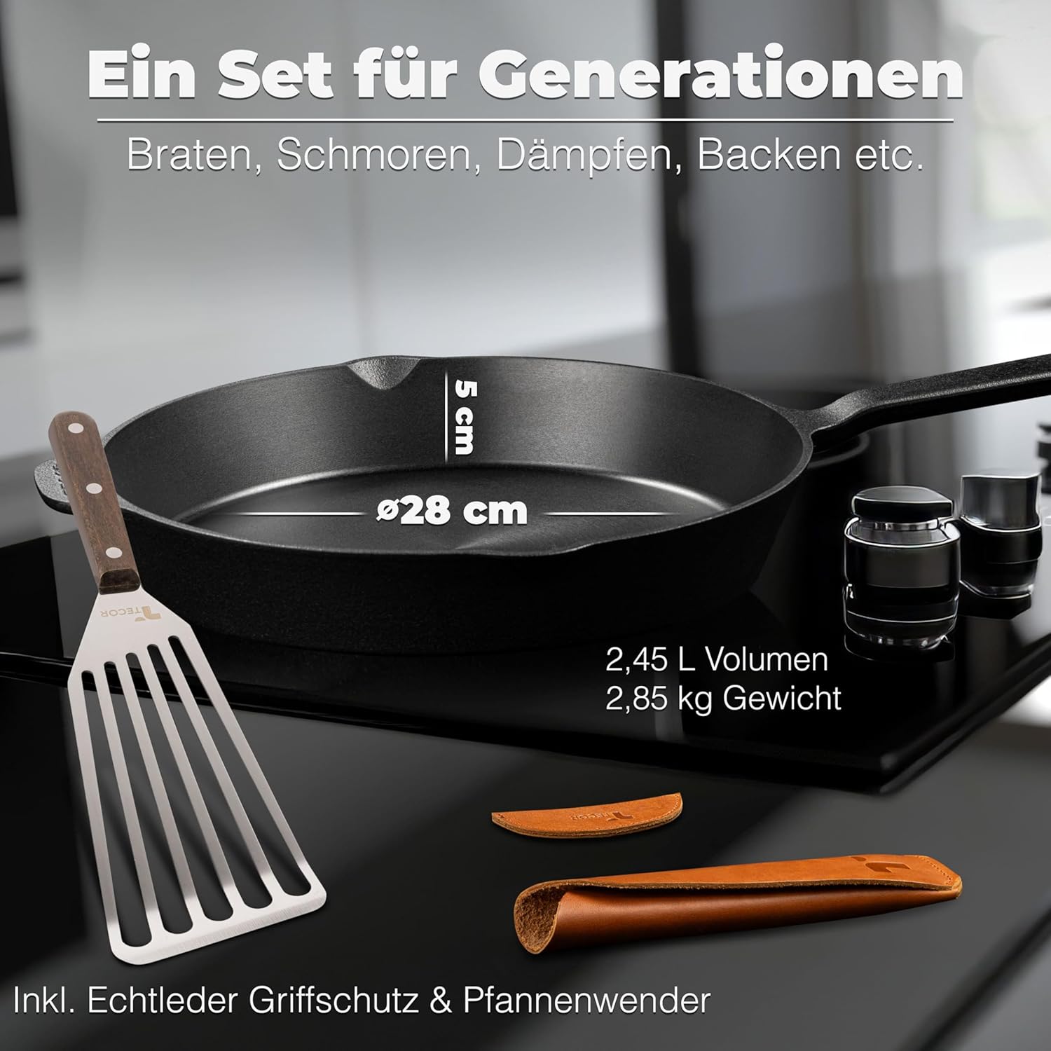 Detalle 2 de TECOR Gusseisenpfanne 28 cm für Induktion