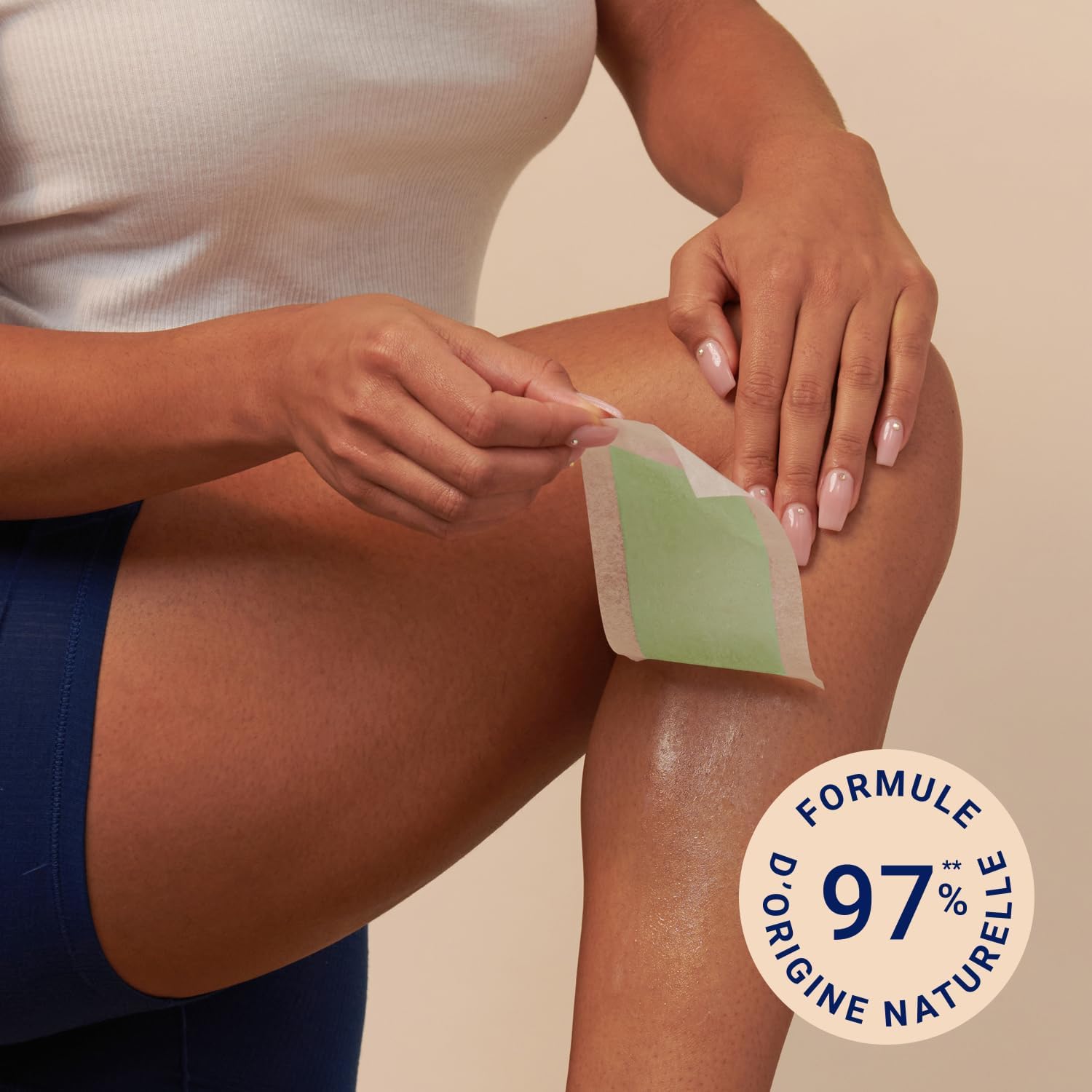 Detalle de NAIR Bandes De Cire Corps avec Extrait d'Aloe Vera Bio – Peaux Sèches, 40 Bandes + 4 Soins Finition Douceur
