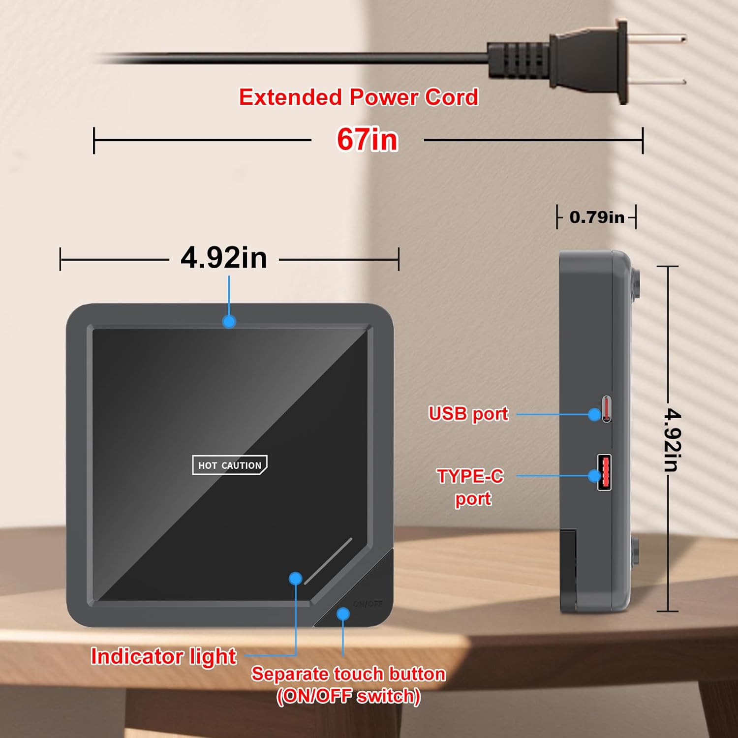 Detalle 2 de Coffee Mug Warmer with 2 USB Ports ⚡