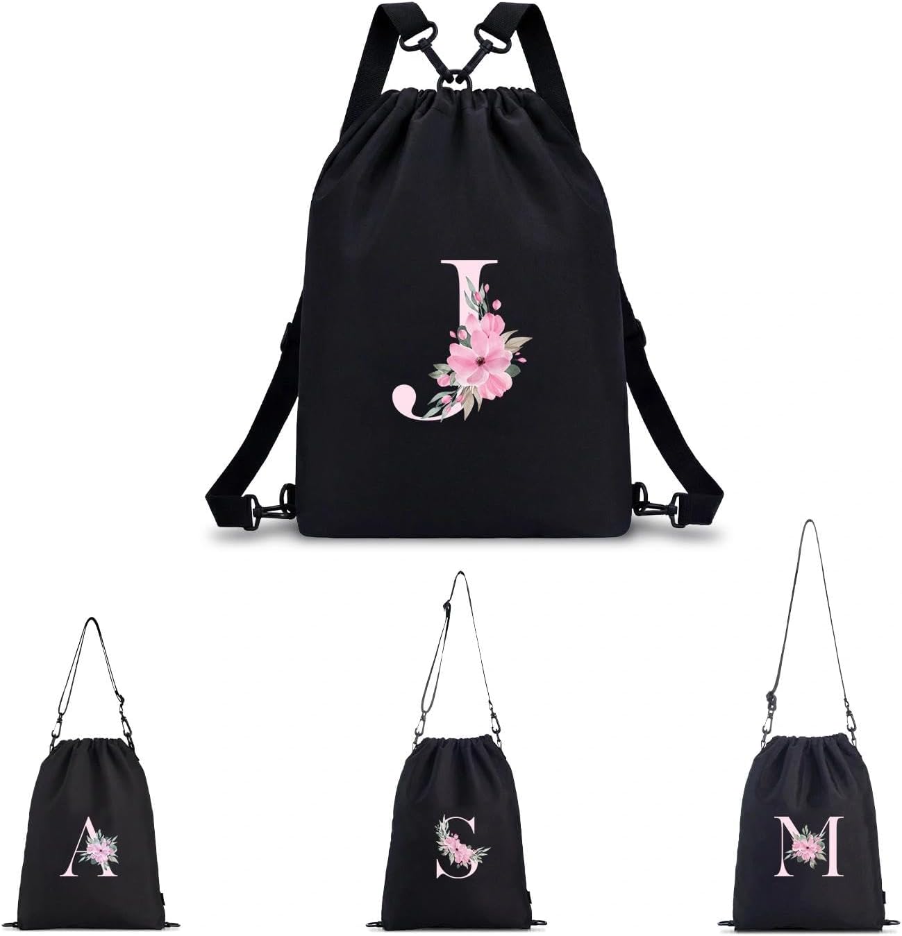 Thumbnail 6 de A-Z BAG Zaino Personalizzabile con Iniziale Fiore – 4 in 1 Impermeabile Nero