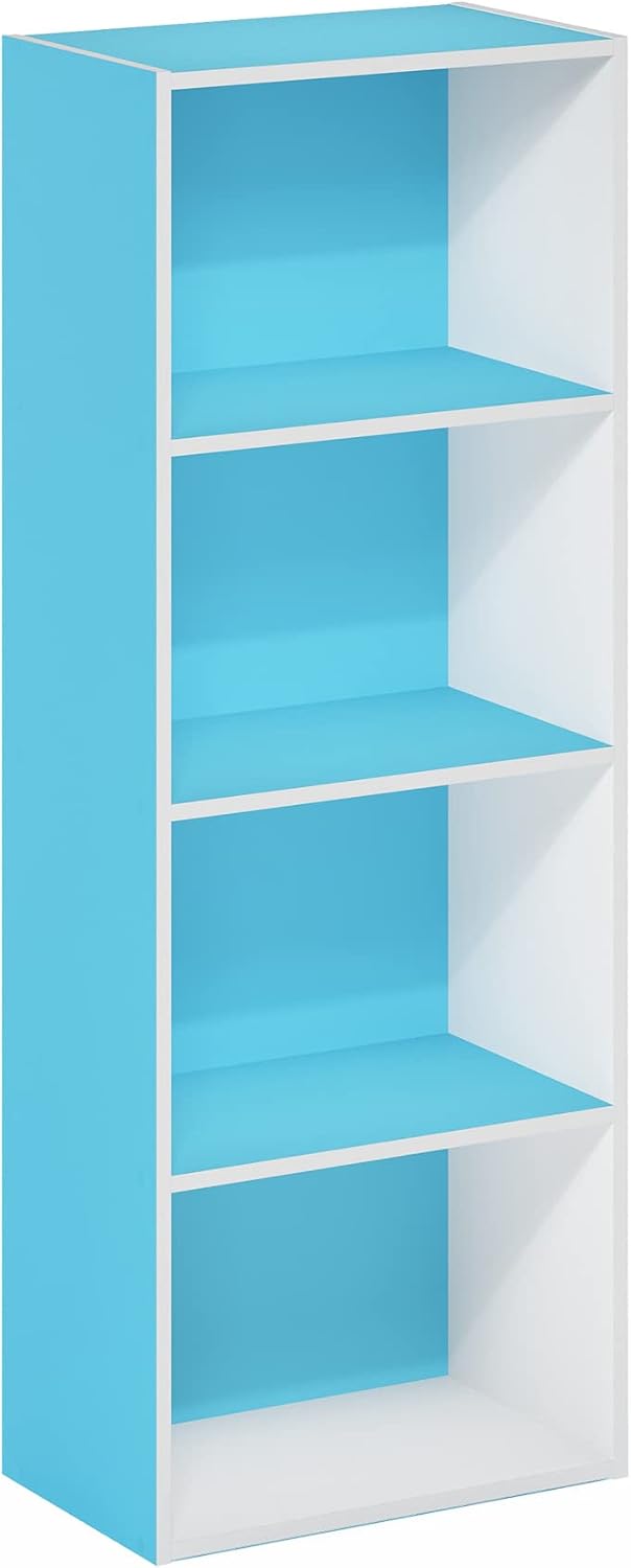 Thumbnail 6 de Furinno Luder Libreria a 4 ripiani aperti, Azzurro/Bianco – stile semplice, spazio modulare