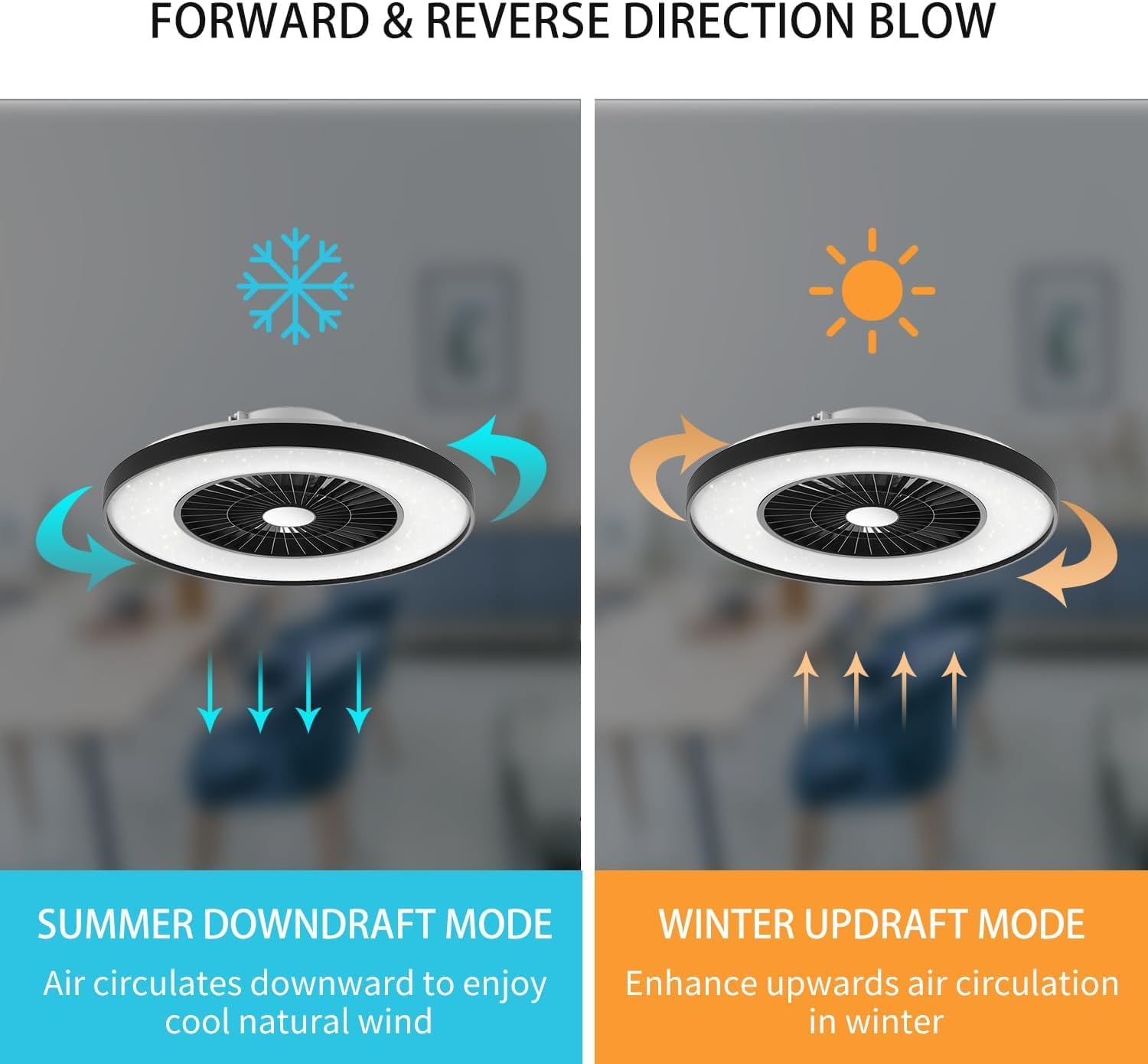 Thumbnail 5 de BKZO moderne RGB-LED-Deckenleuchte mit Ventilator (Ø 60 cm) – Tuya Smart & Alexa/Google, 3000–5500 K, schwarz