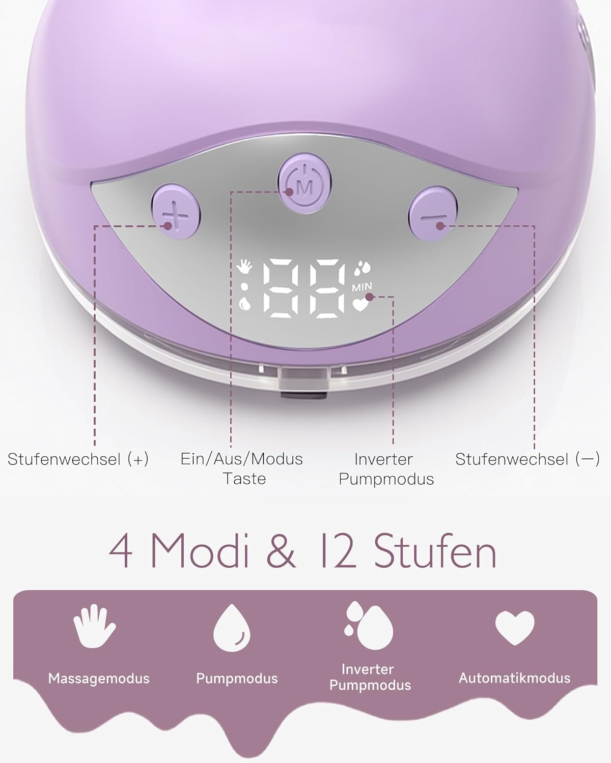 Detalle 2 de NesveCit Elektrische Milchpumpe Tragbar Freihändig – leise,4 Modi & 12 Stufen, 210 ml Fassungsvolumen, 230 g