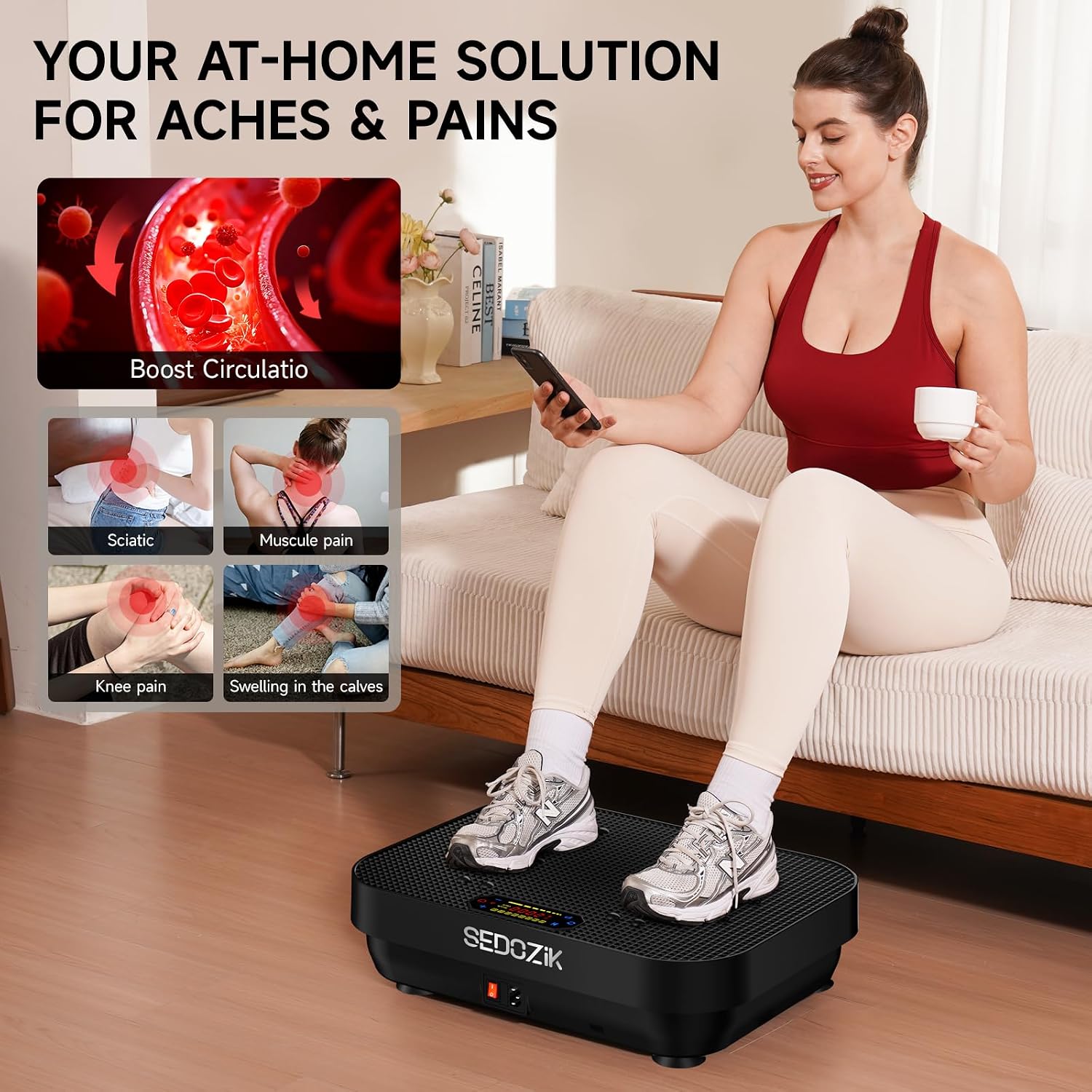 Detalle de SEDOZIK Vibration Plate Exercise Machine (450 lb Capacity) with Bluetooth, 120 Speeds & Resistance Bands