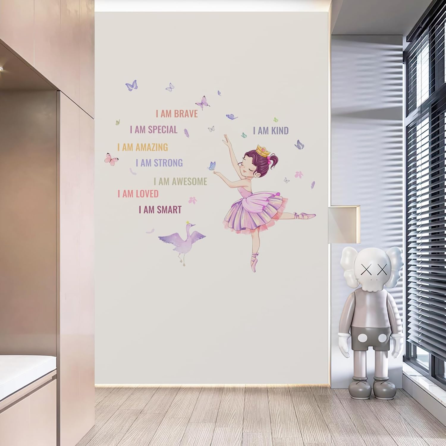 Thumbnail 2 de Butterfly Fairy wall stickers: ballet girls, princess swan & self-motivational words (removable vinyl)