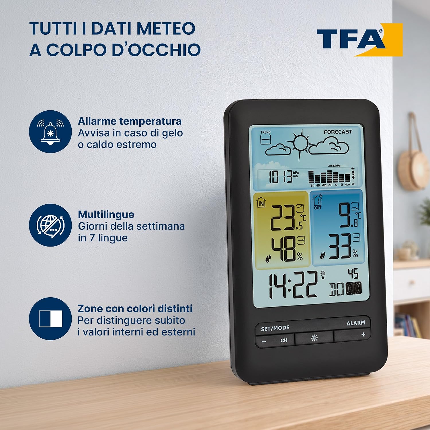 Thumbnail 3 de Station météo sans fil TFA Dostmann 35.1165.01 — prévisions, pression et lune, exclusivité Amazon