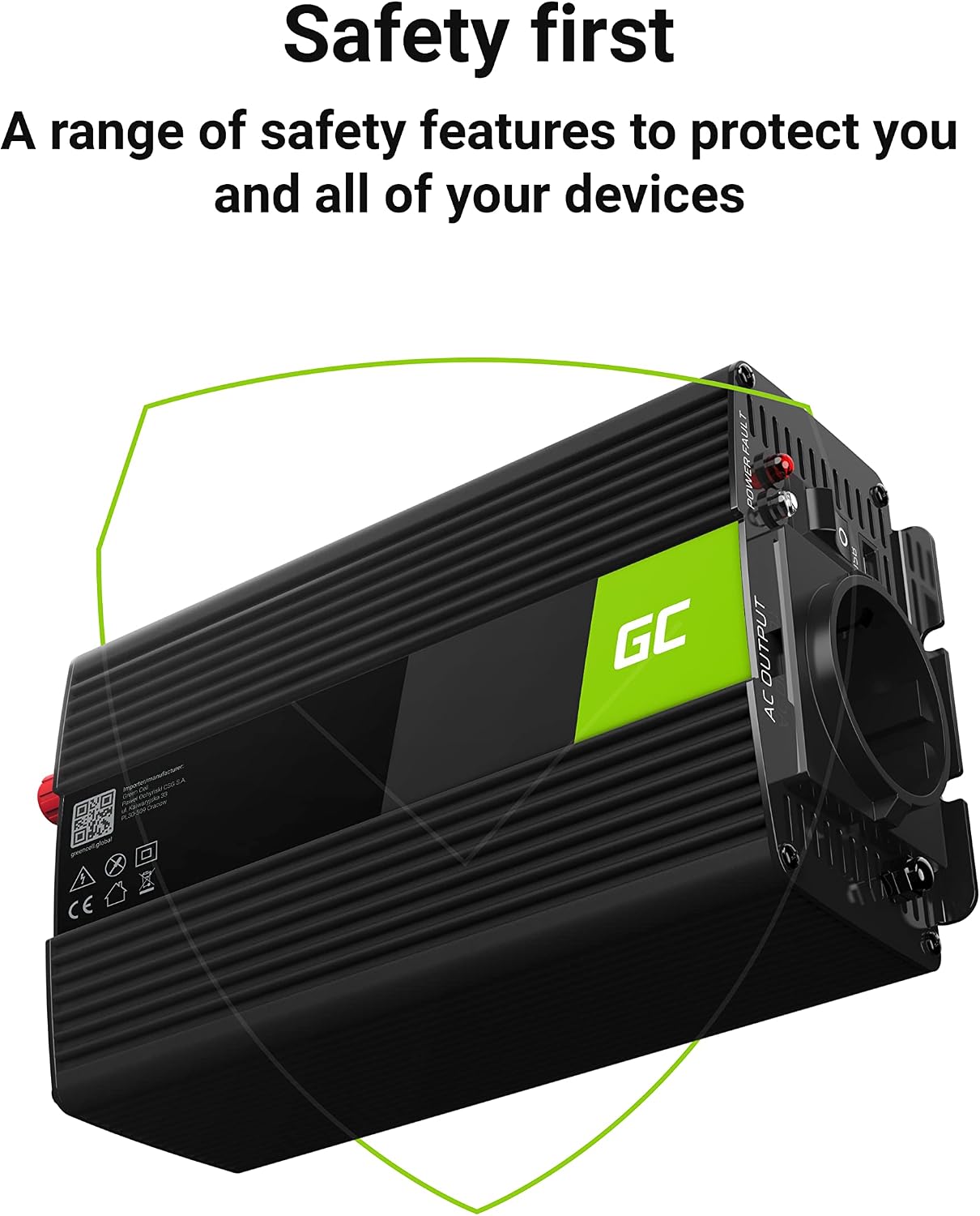 Thumbnail 6 de Green Cell INV23 växelriktare 24 V till 230 V, 1 000/2 000 W