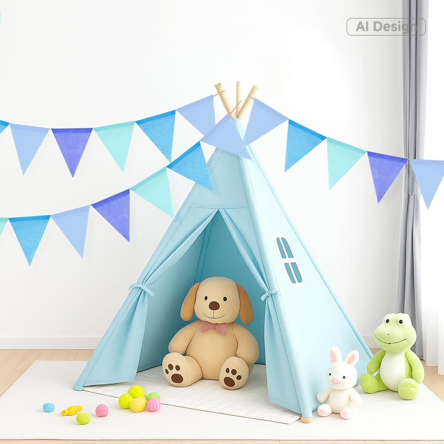 Detalle de G2PLUS 20M Blue Burlap Bunting with 60 Pennants: Reusable Hessian Outdoor Banner for Parties and More