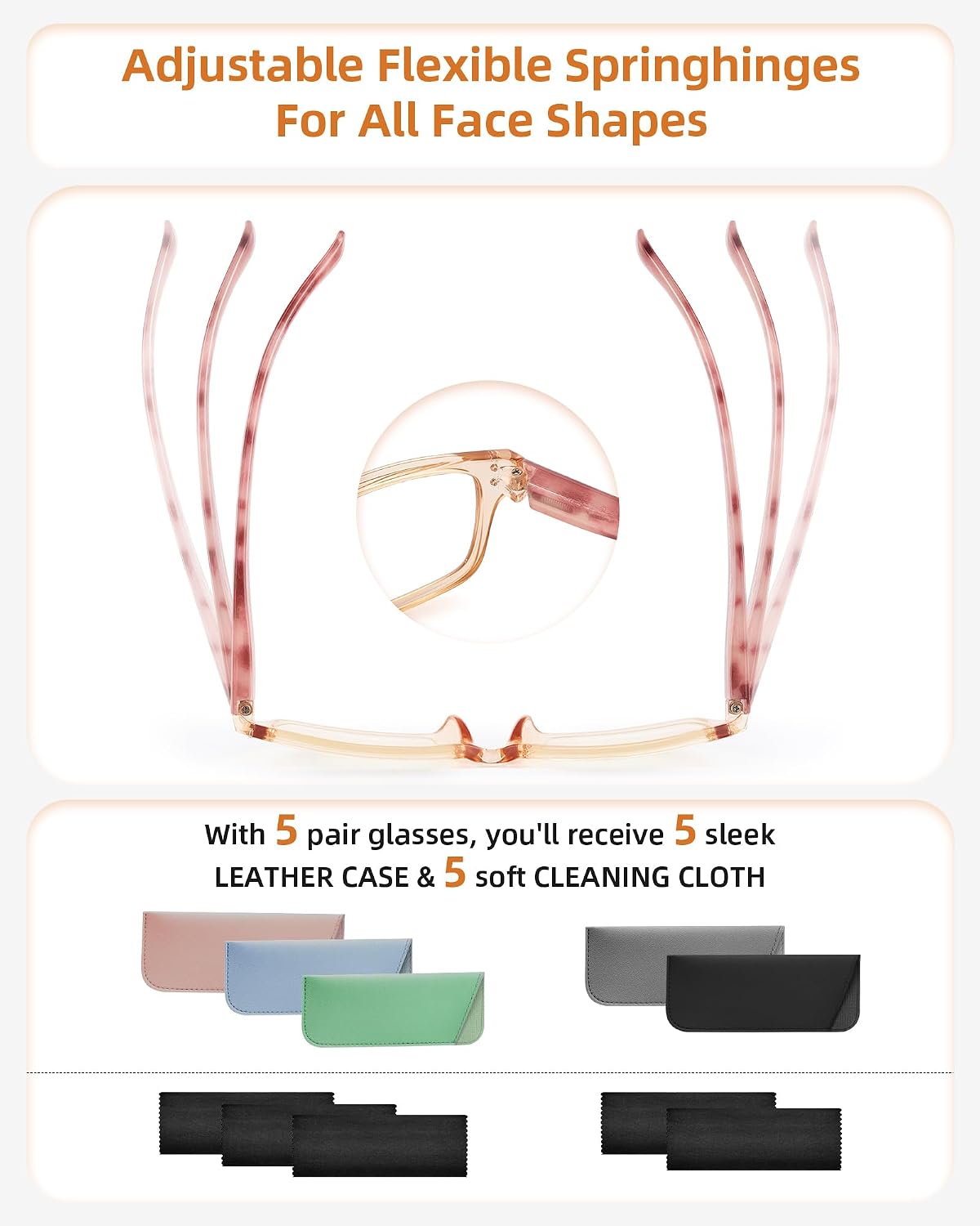 Detalle 1 de JOLISU Reading Glasses 5-Pack