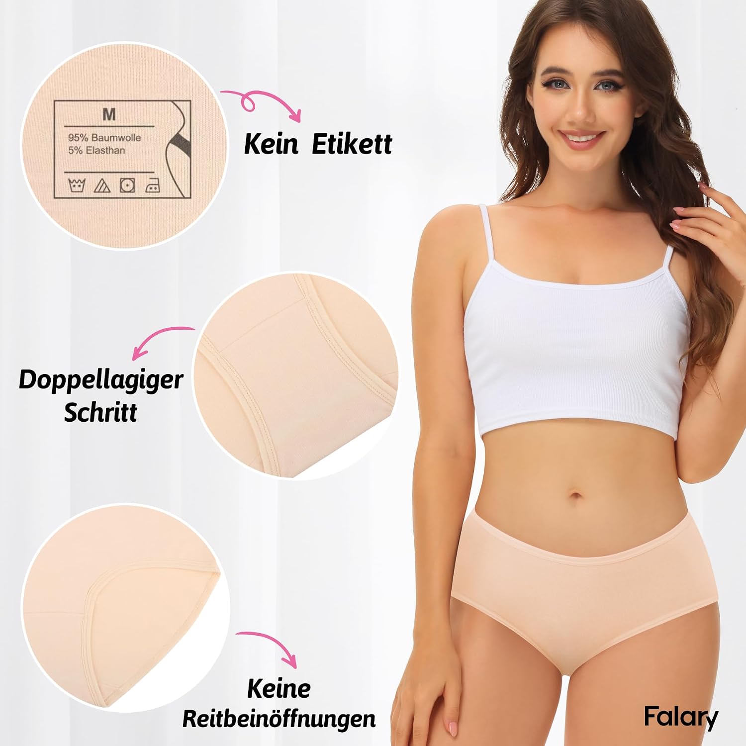Detalle de FALARY Unterhosen Damen 6er Pack Baumwolle
