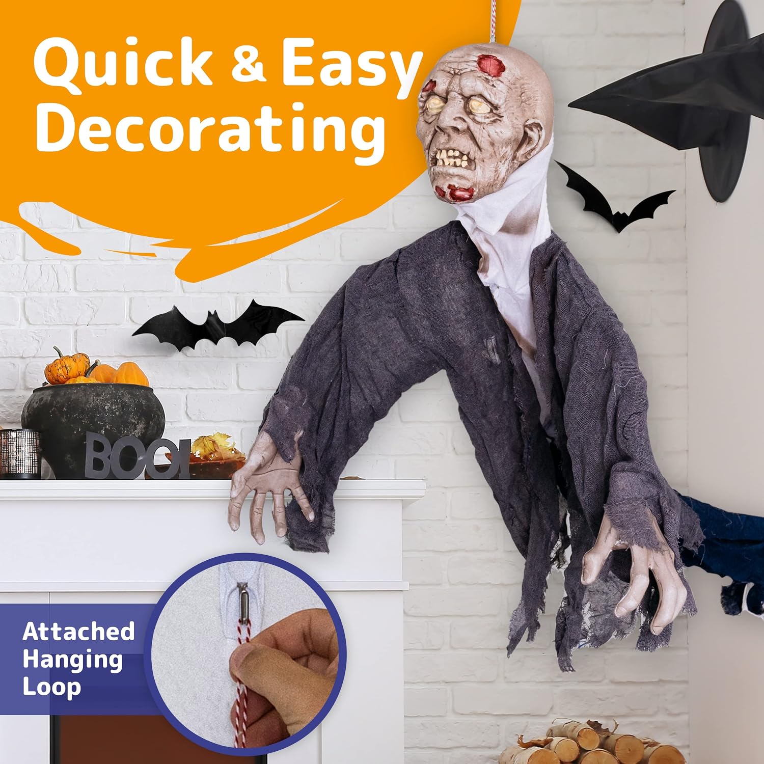 Detalle de PREXTEX Hanging Zombie Decoration, 5-Inch