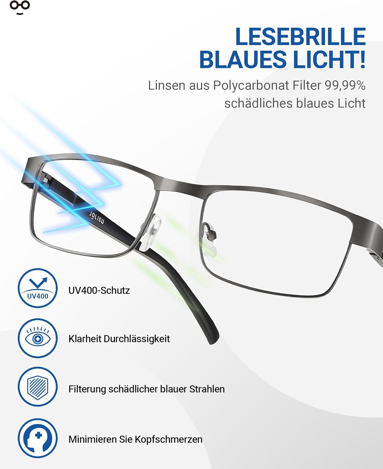 Thumbnail 4 de JOLISU 5‑teiliges Lesebrille Set – Blaulichtfilter, dünner Metallrahmen, bruchsicher