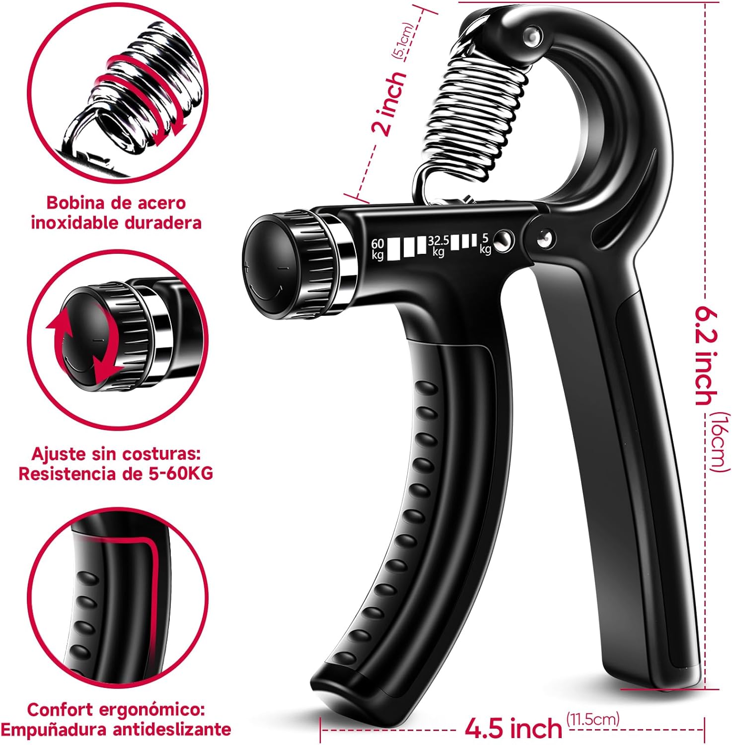 Thumbnail 1 de FitBeast Hand Grip para Antebrazo Ejercitar – Paquete de 5 Piezas, Fortalecedor de Agarre de Manos Ajustables, Ejercitador de Manos, Para Estirar Los Dedos, Anillo para Entrenar y Pelota Anti Estrés