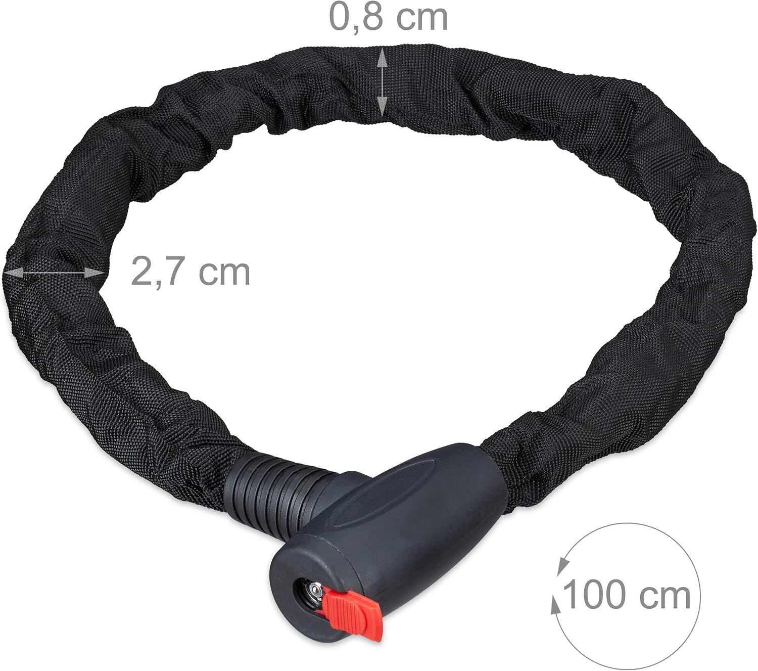 Detalle 2 de Relaxdays fietsslot met ketting van 100 cm, textielhoes en 2 sleutels