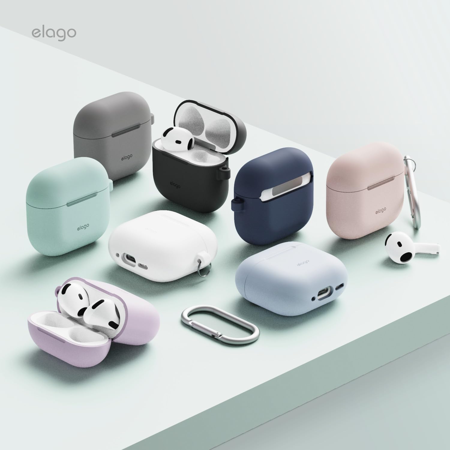 Thumbnail 5 de elago Coque en silicone pour étui AirPods 4 avec mousqueton inclus (mauve)