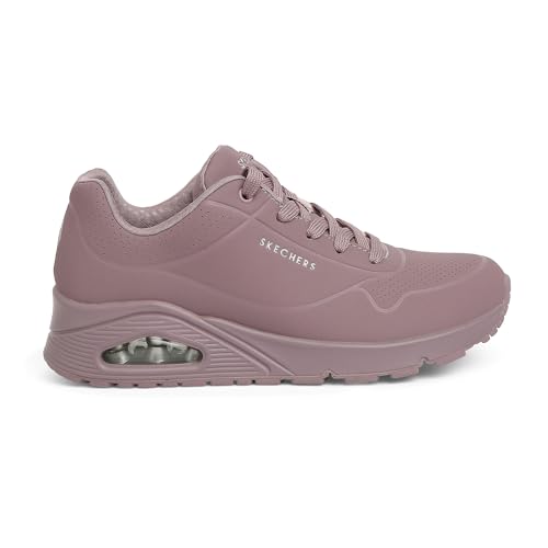 Detalle de Skechers Damen Uno Stand On Air Trainer in Dk. Mauve Durabuck/Mesh – Größe 37 EU