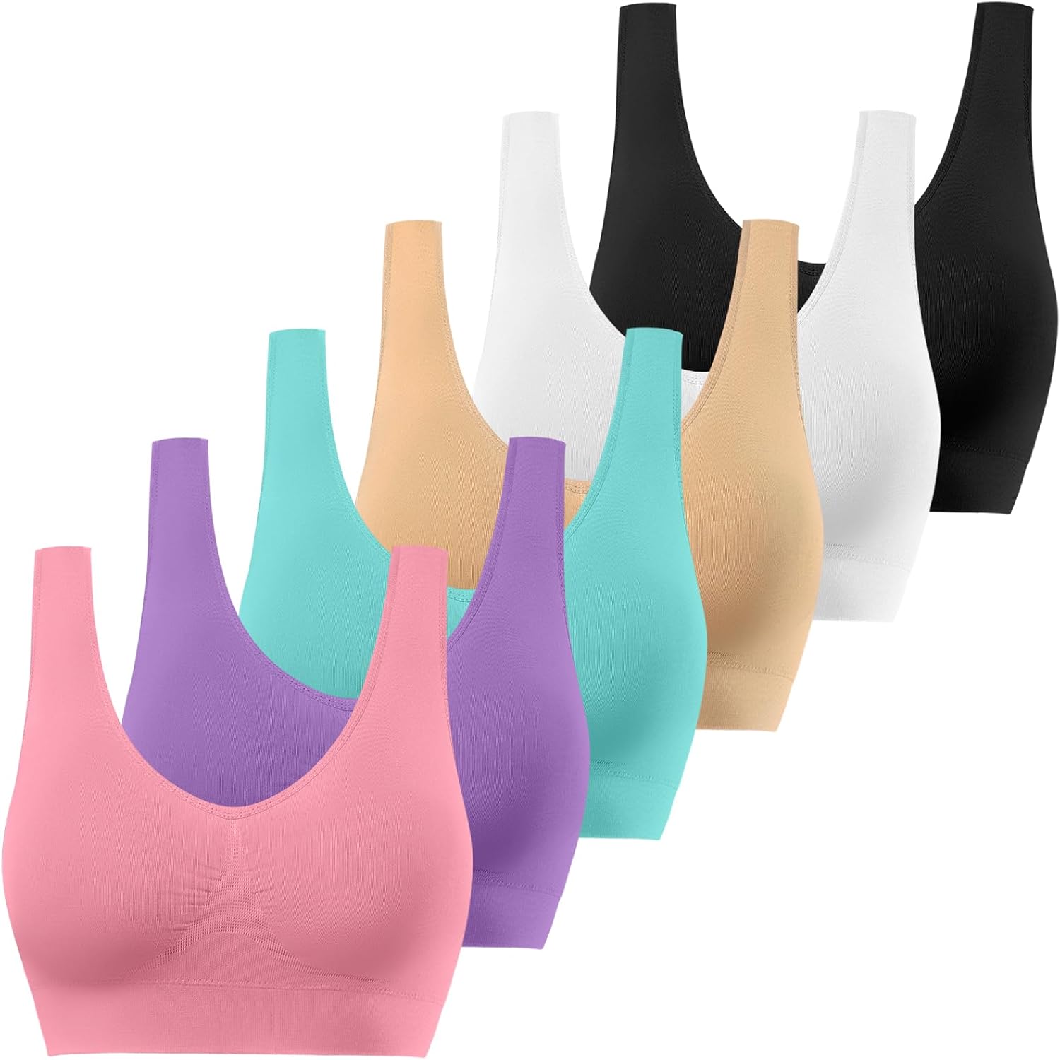 Detalle de SIMIYA Seamless Wireless Sports Bra with Removable Pads, Light Support