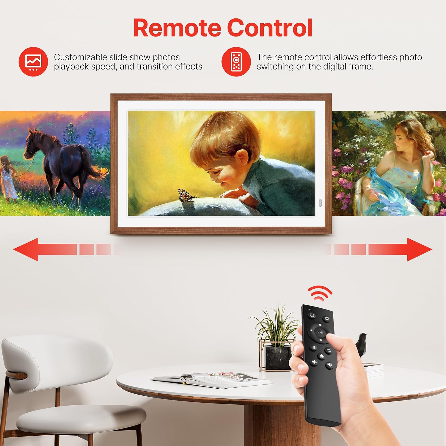 Thumbnail 4 de FANGOR 21.5" Large Digital Picture Frame with WiFi, 64GB Storage, Remote, Auto-Rotate