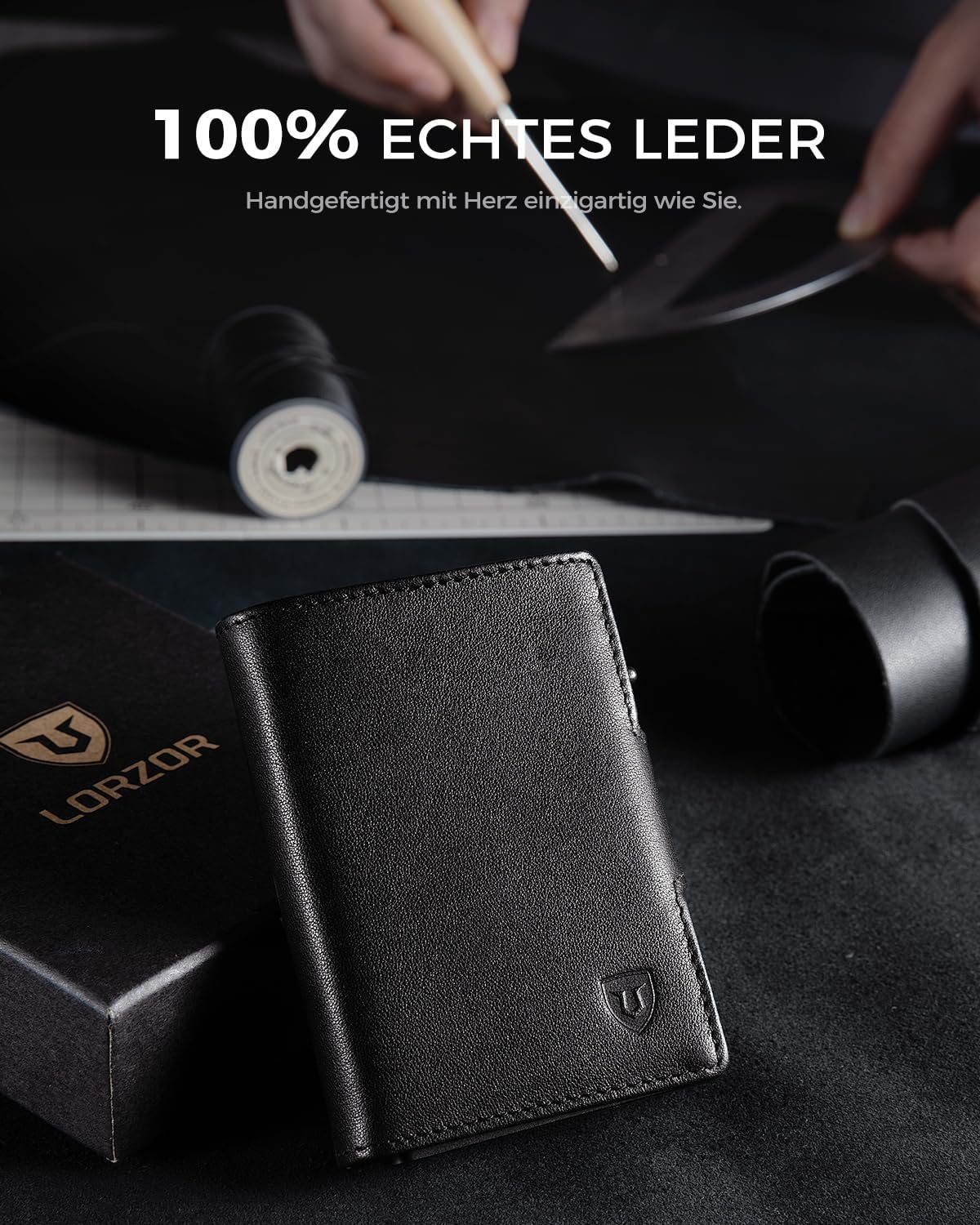 Thumbnail 1 de LORZOR Slim Wallet Herren Geldbörse 10 Karten 👛