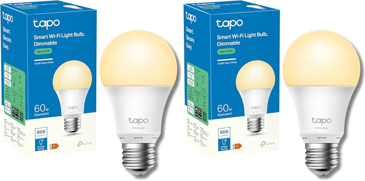 Detalle 2 de Tapo L510E(2-Pack) E27 Smart Bulb: Warm White Dimmable LED, No Hub Required
