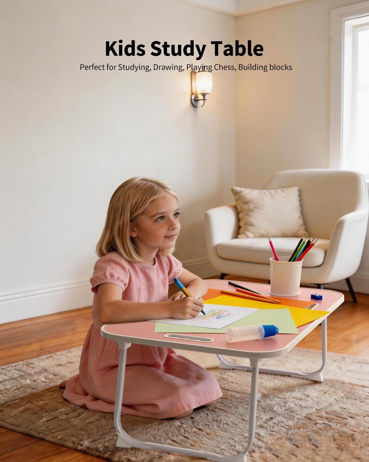 Thumbnail 3 de Ruxury RL2 Folding Lap Desk, Pink Wood Table with Cup Holder and Device Slot