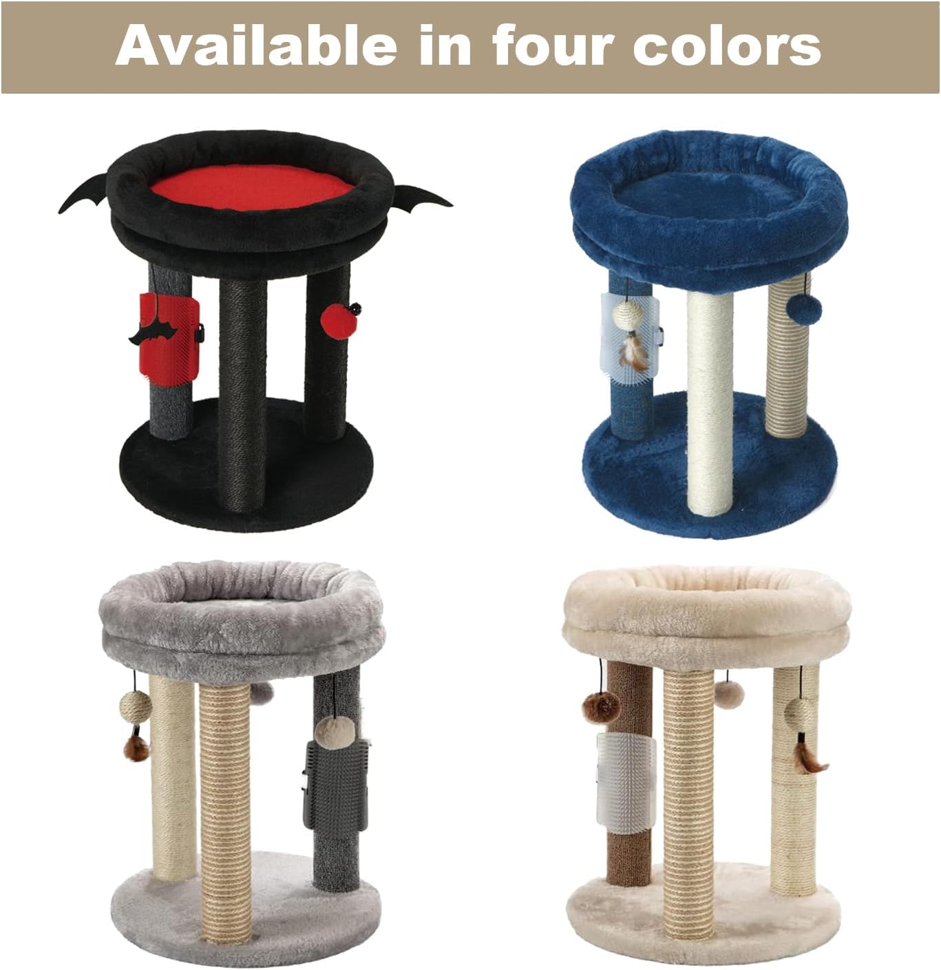 Detalle de MECOOL MC22TPT3-Beige 4-in-1 Cat Tree with Sisal, Jute, and Carpet Posts