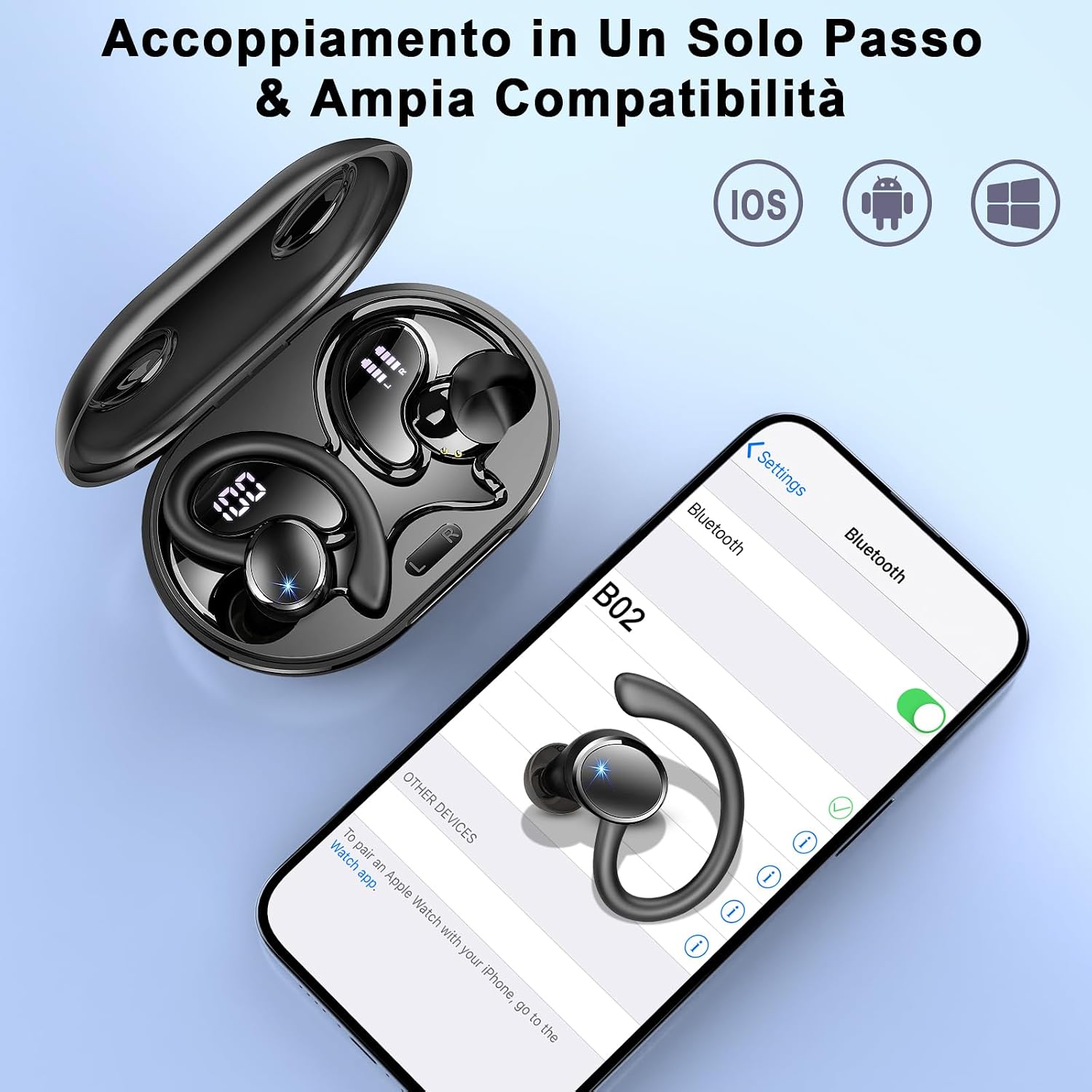 Thumbnail 6 de Cuffie Bluetooth Sport con ANC CVC 8.0, IP7, 50 ore e ricarica USB‑C – performance e praticità per sport e allenamento