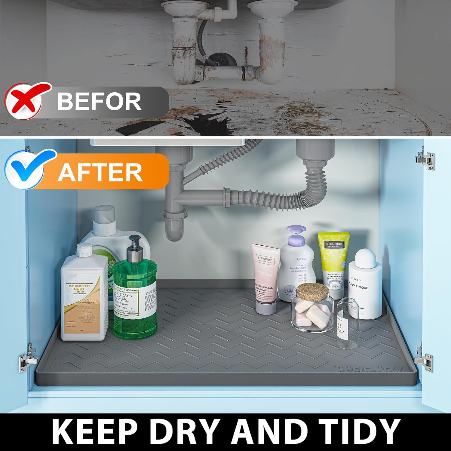 Thumbnail 4 de TigeJoy 34" x 22" Under Sink Mat Waterproof Protector