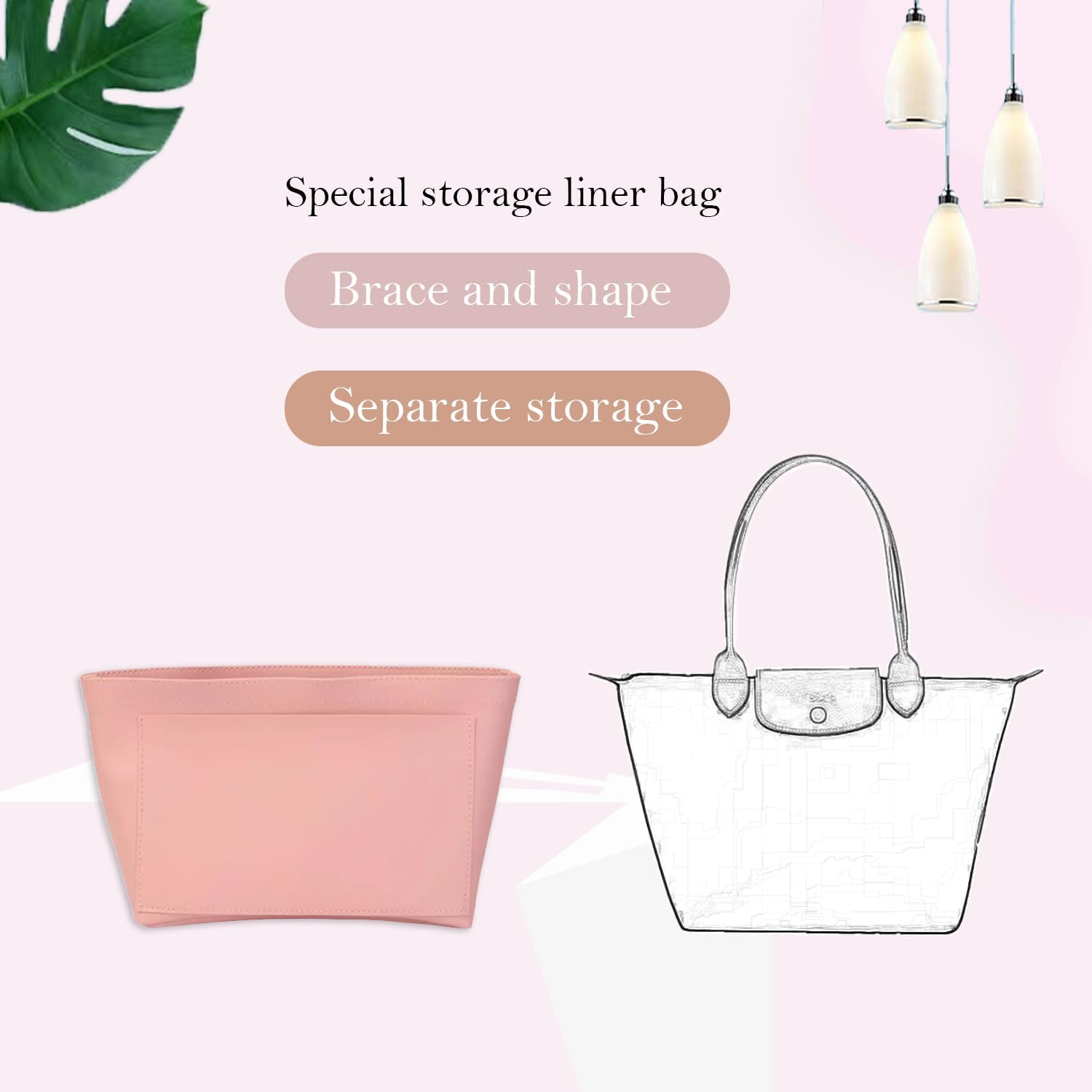Detalle de D.DUO Organizer per borsa: organizer multi-tasca in feltro per interni Longchamp ( Nero, Medium )