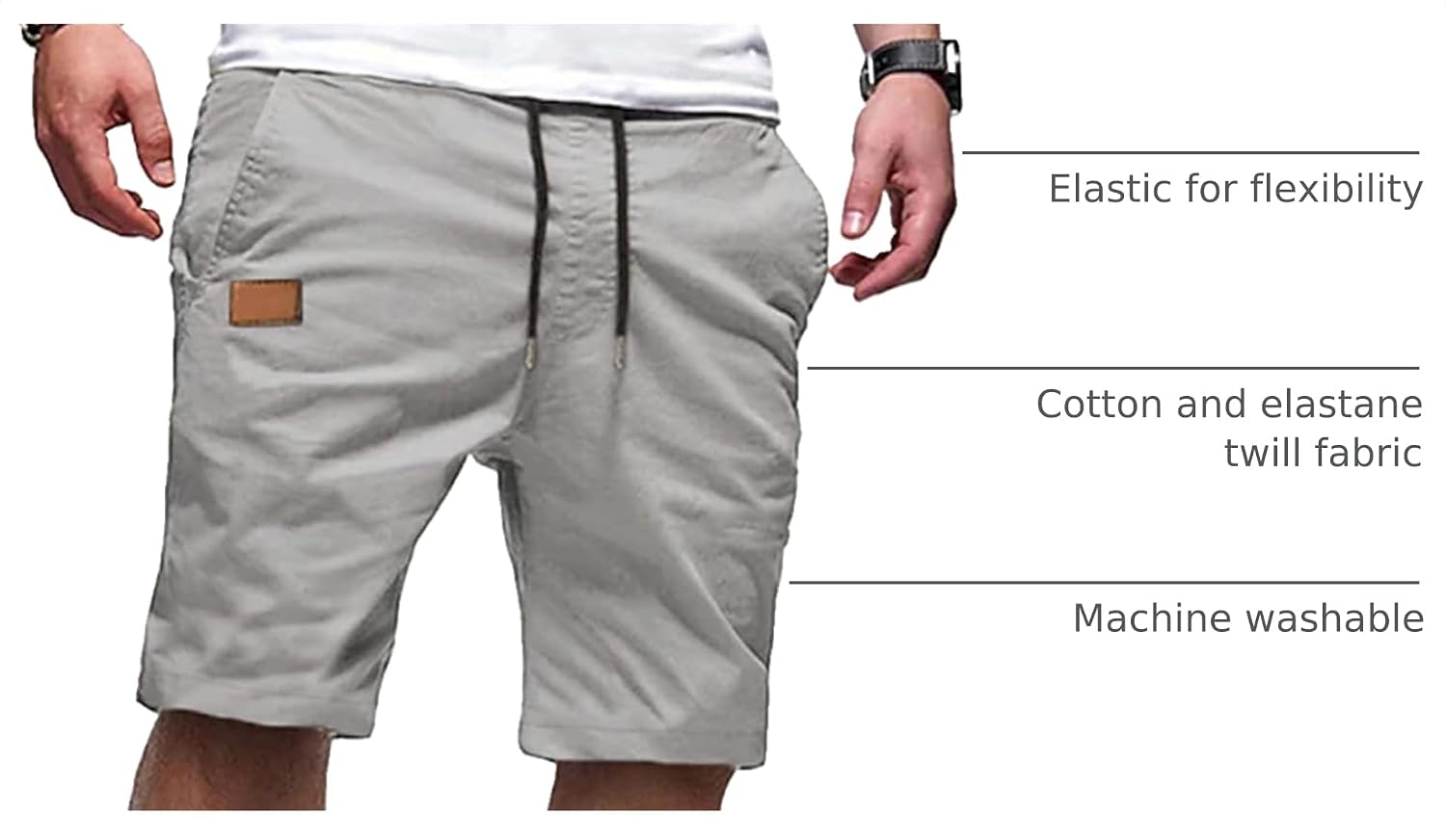 Detalle de JMIERR Mens Casual Shorts - Cotton Drawstring Twill Golf Shorts