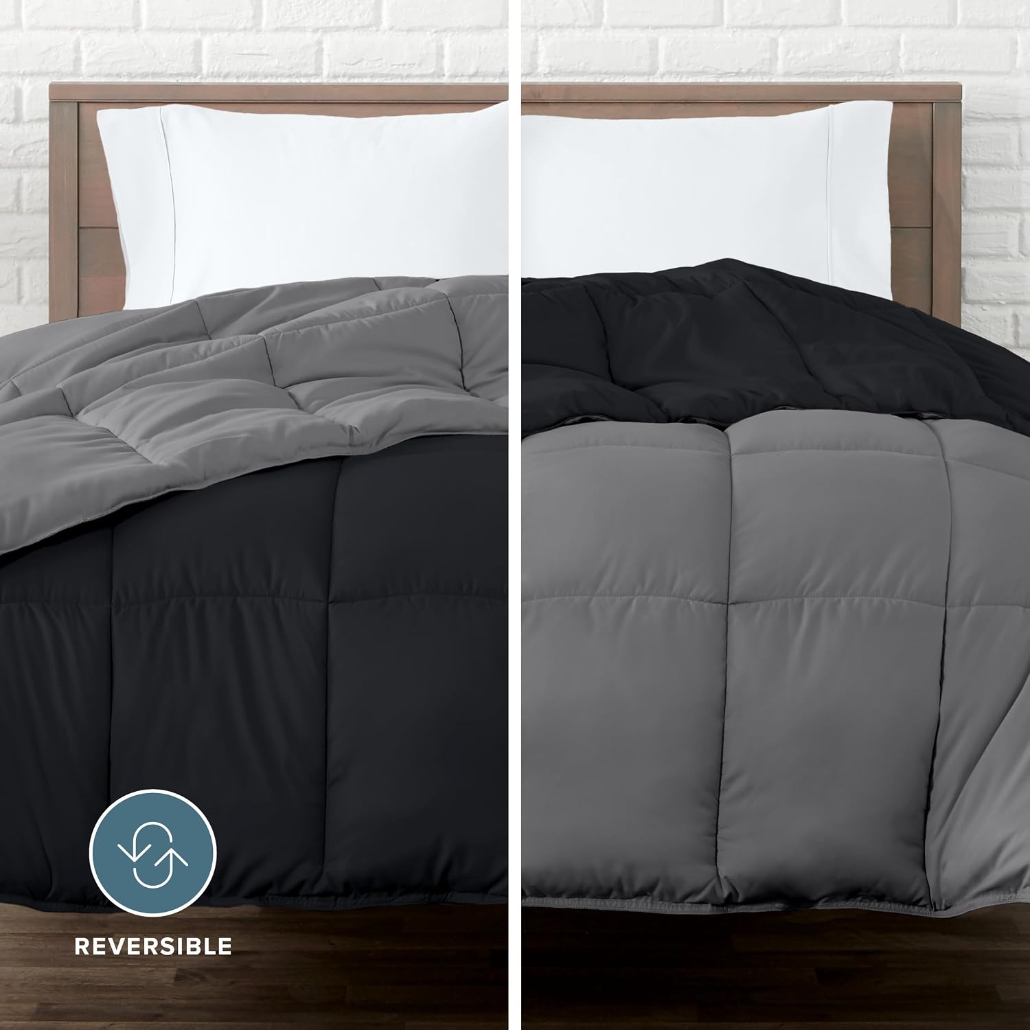 Detalle de Bare Home Twin/Twin XL Comforter: Reversible Colors, Goose Down Alternative, Ultra-Soft All Season Warmth